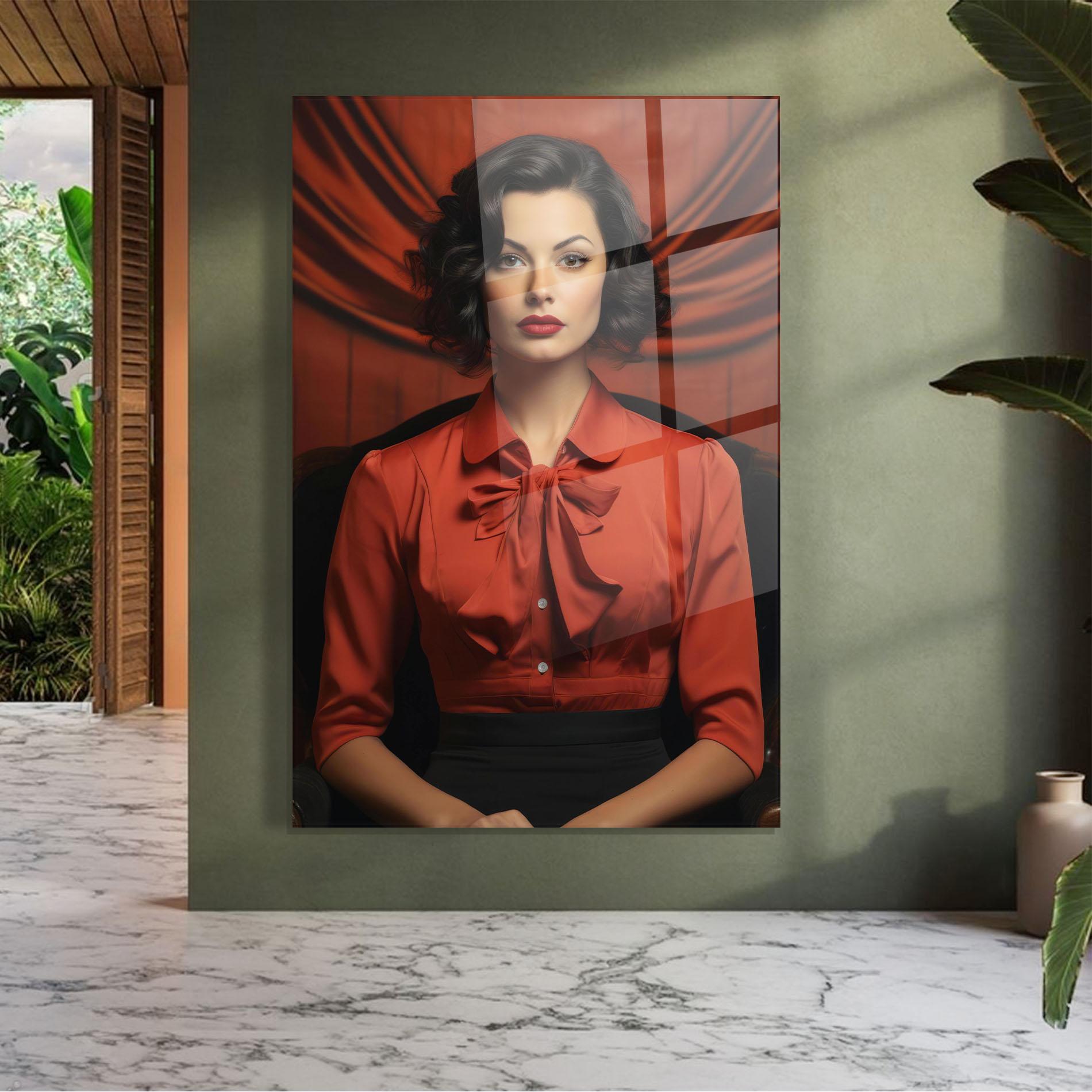 Стъклена картина Pretty Red Blouse mockup 7