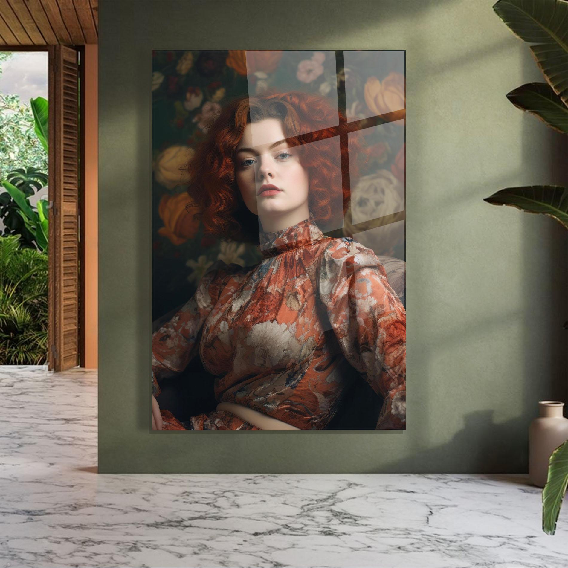 Стъклена картина Red Vintage Hair mockup 7