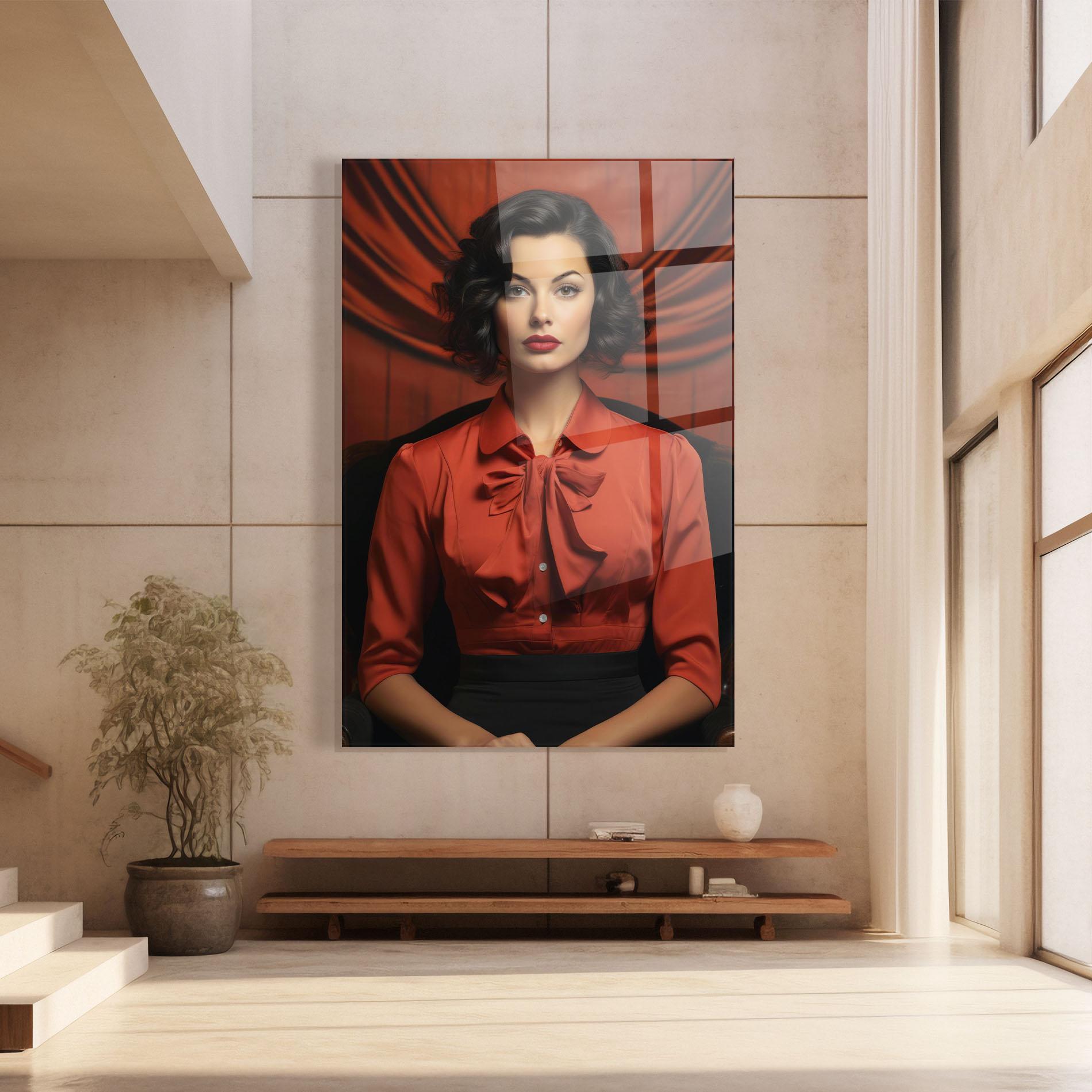 Стъклена картина Pretty Red Blouse mockup 8