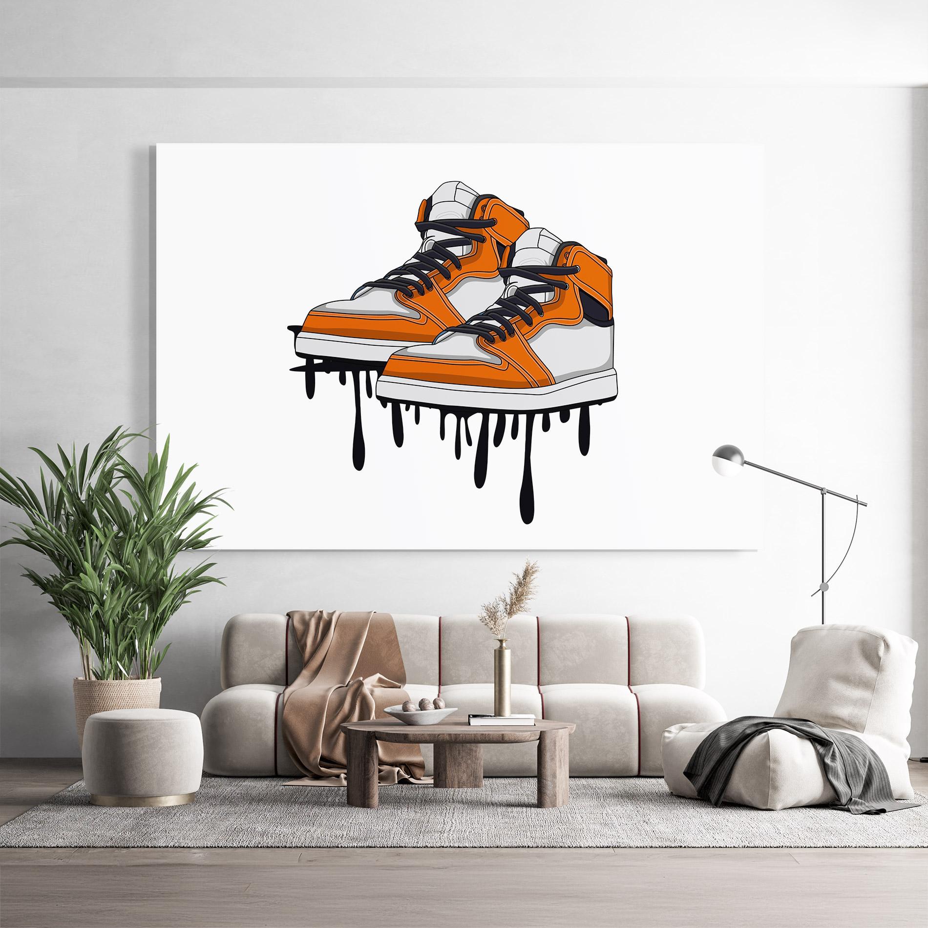 Стъклена картина Black Liquid Shoe mockup 9