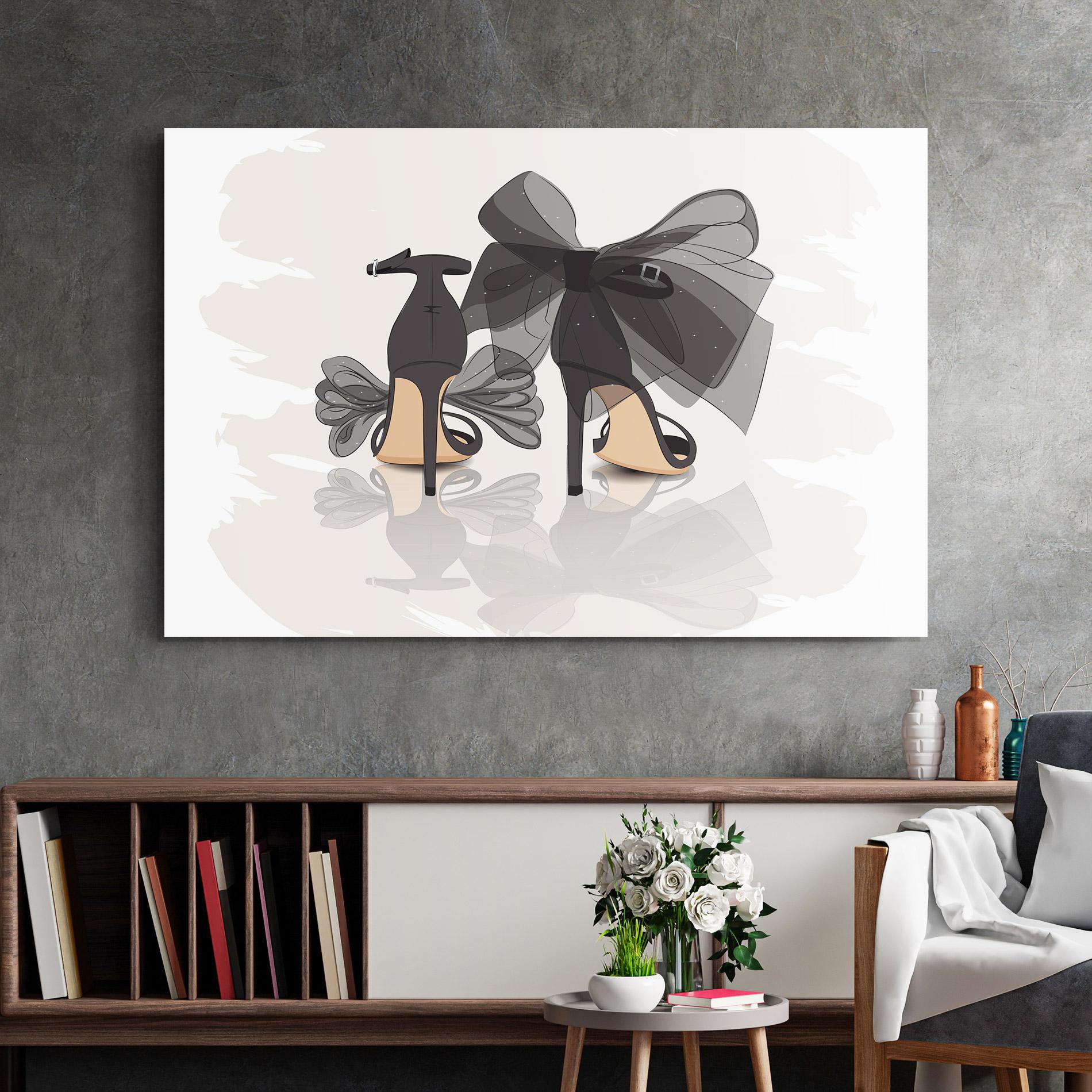 Стъклена картина Black Bow Heels mockup 2