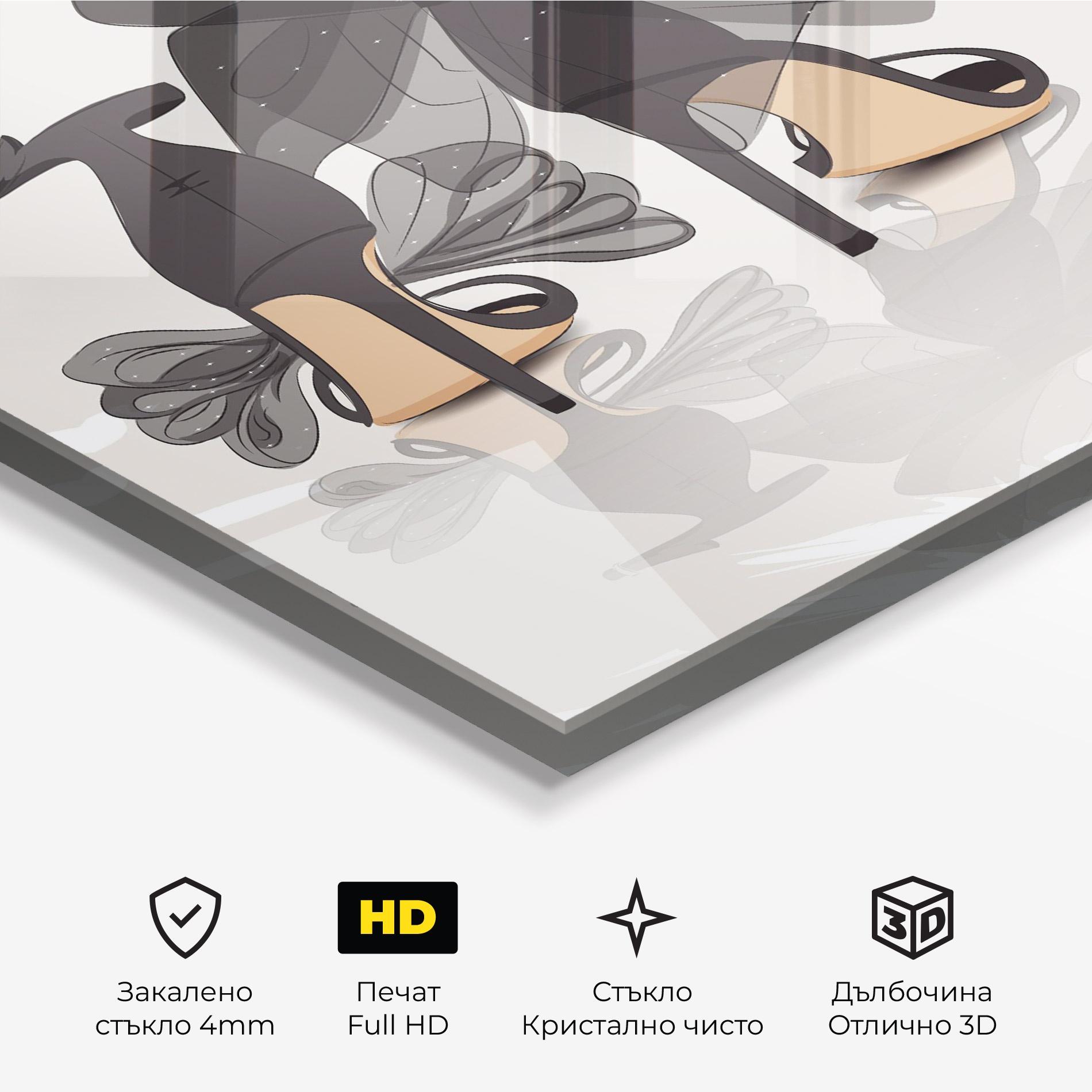 Стъклена картина Black Bow Heels mockup 3