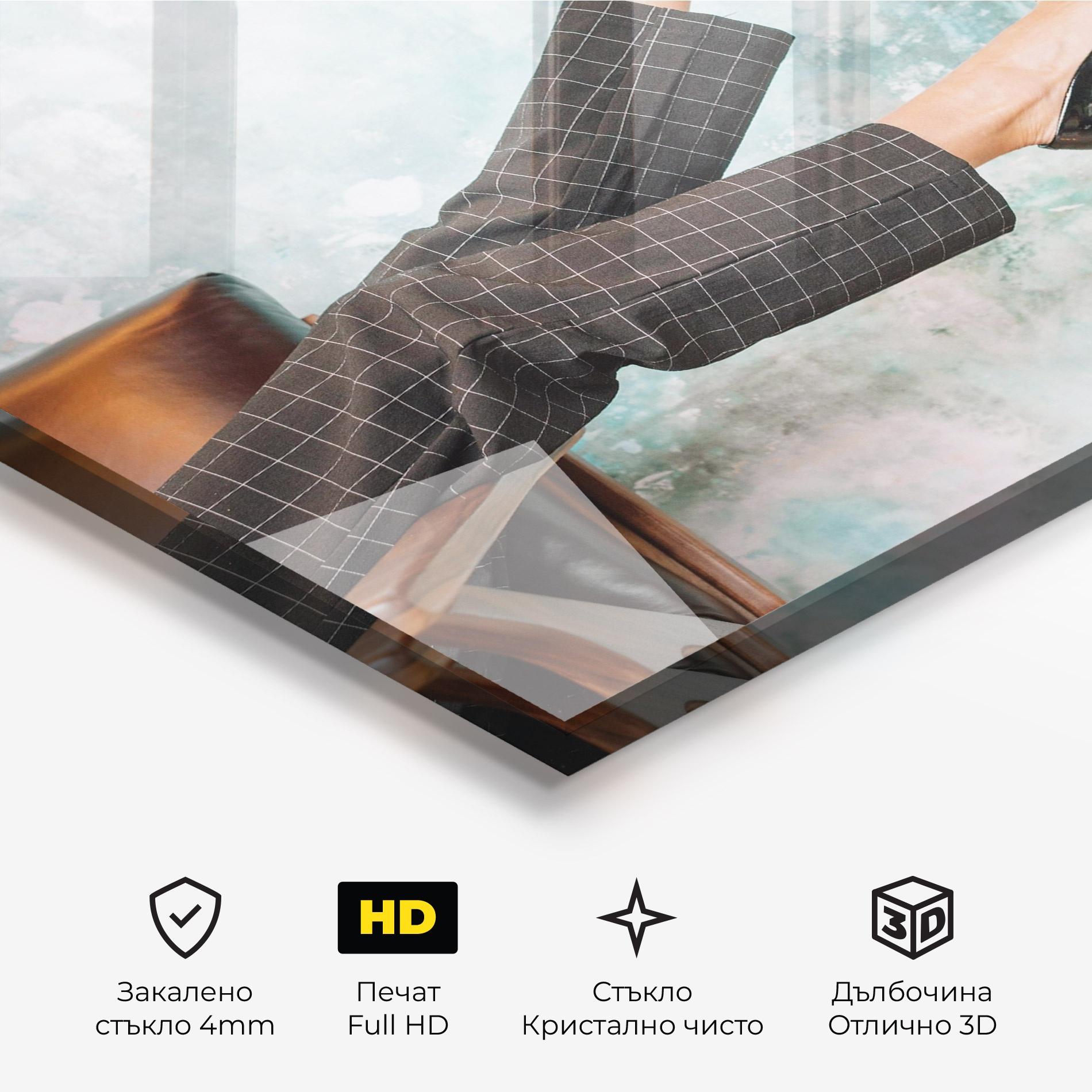 Стъклена картина Black Shoes On Chair mockup 3