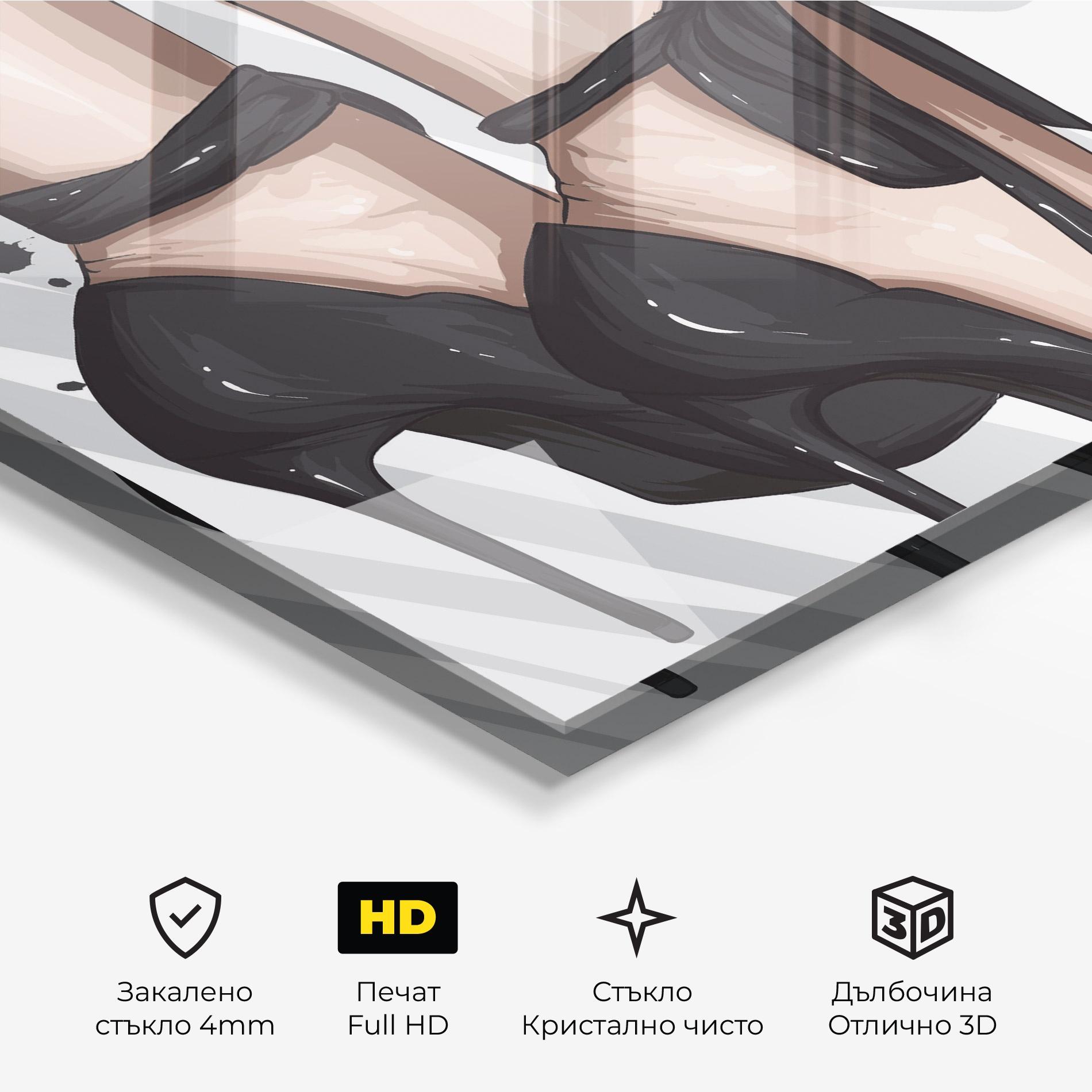 Стъклена картина Black Woman Shoes mockup 3