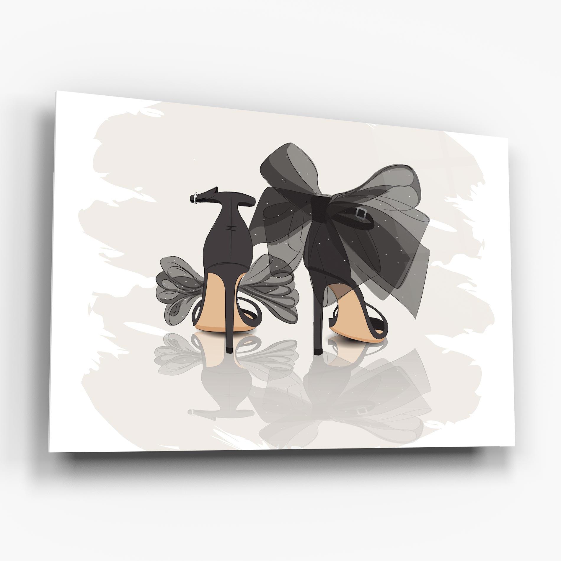 Стъклена картина Black Bow Heels mockup 6