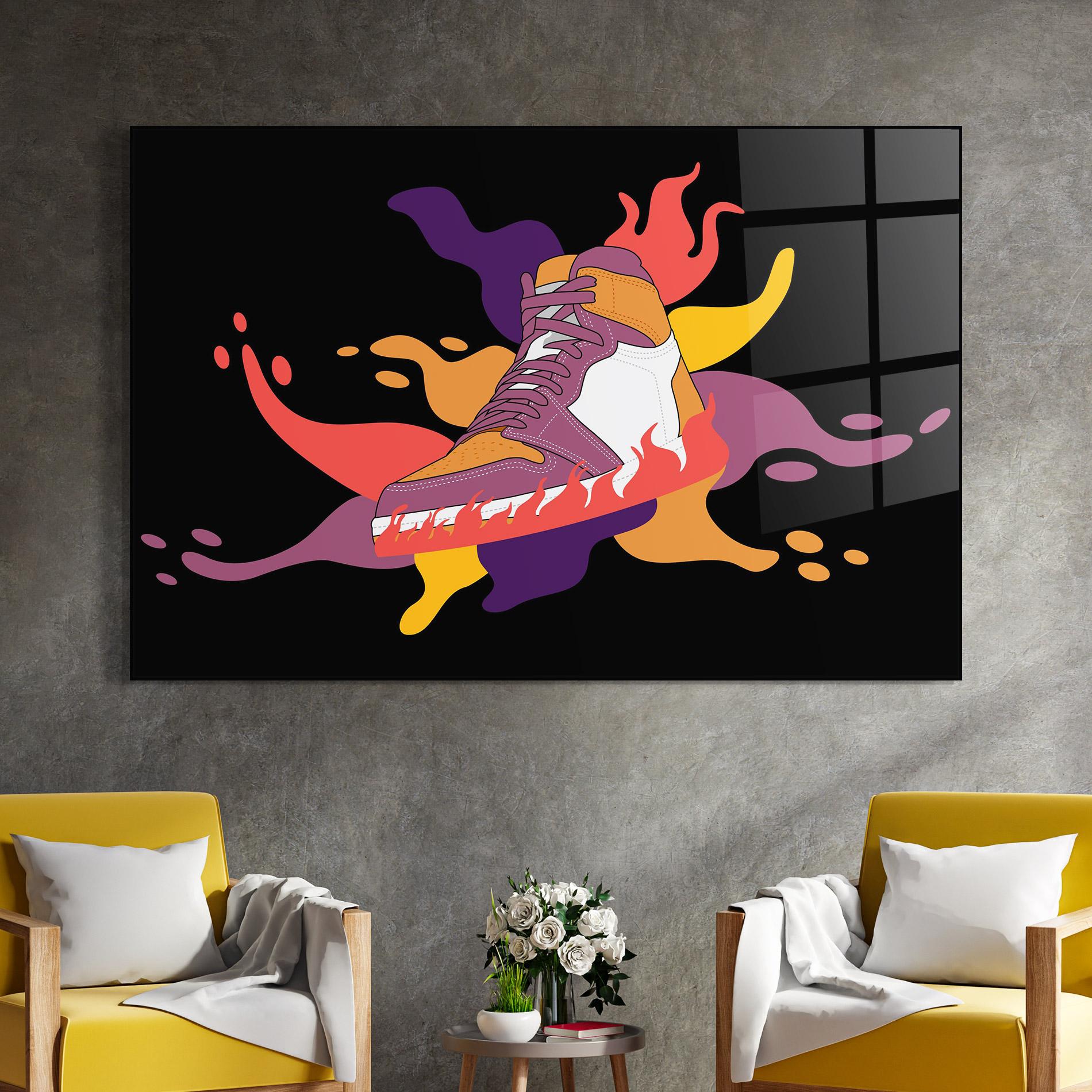 Стъклена картина Abstract Sneakers Art mockup 4