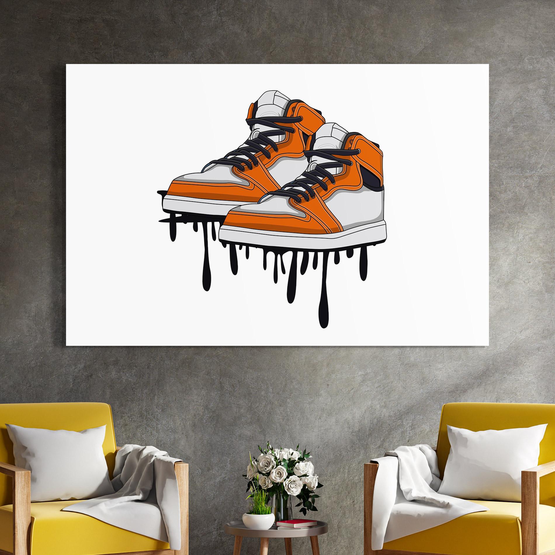 Стъклена картина Black Liquid Shoe mockup 4