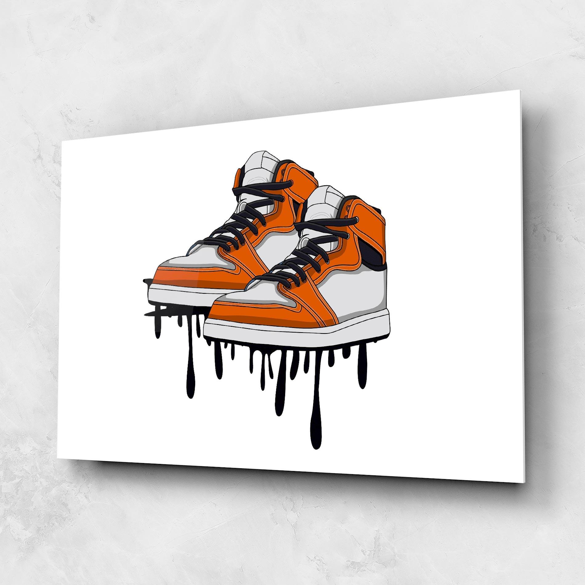 Стъклена картина Black Liquid Shoe mockup 1