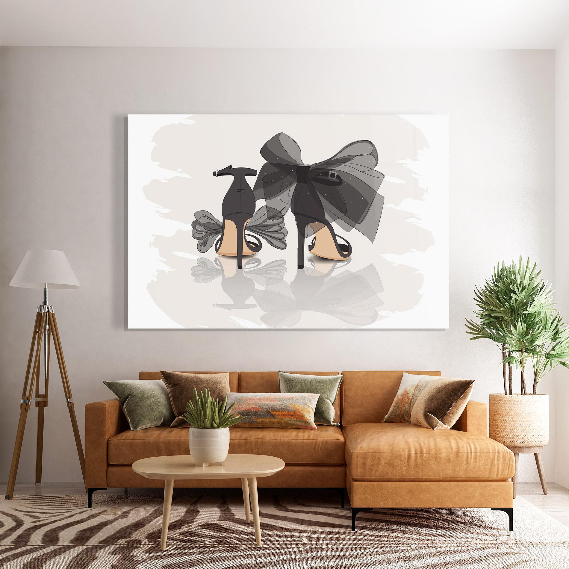 Стъклена картина Black Bow Heels mockup 7