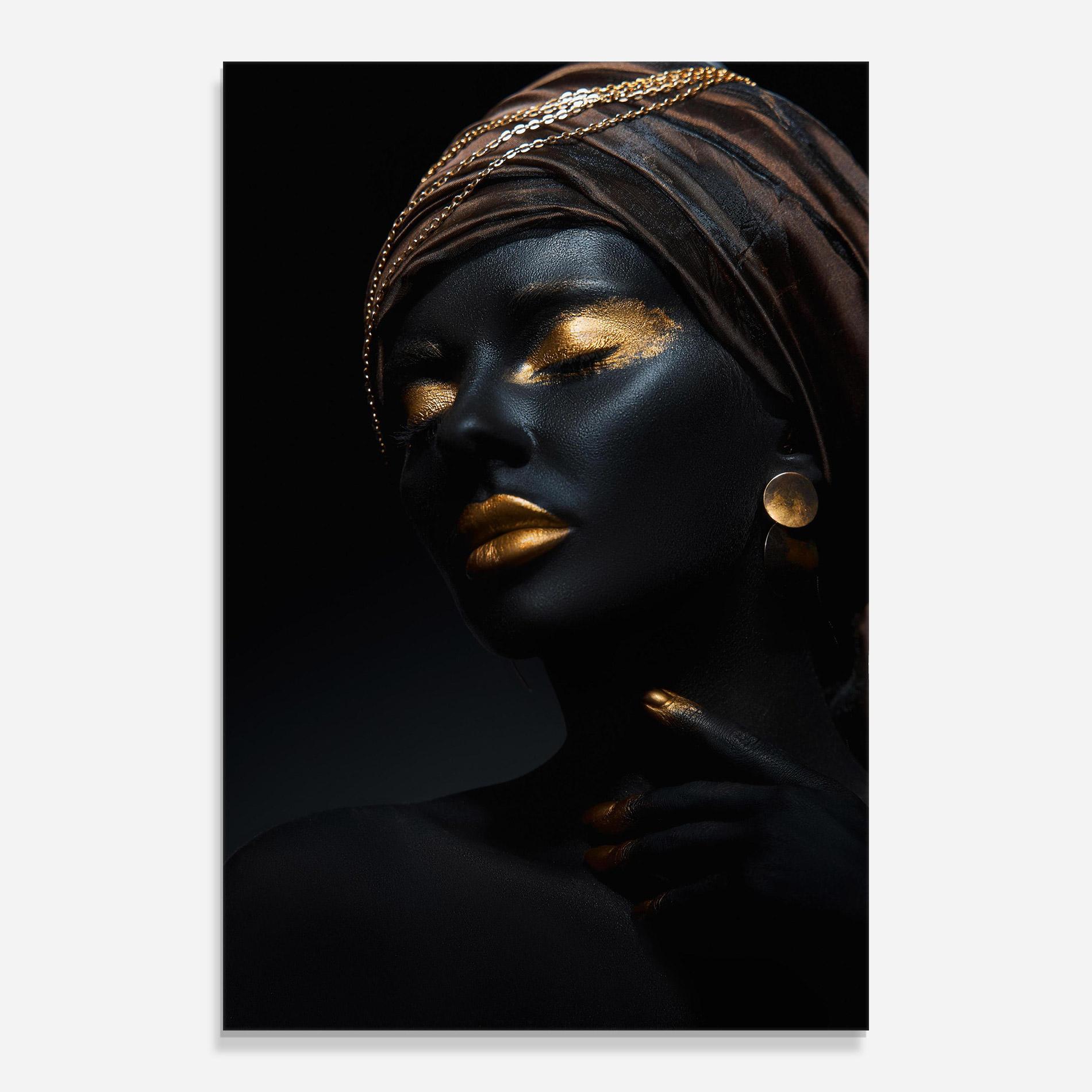 Стъклена картина Black Gold Skin mockup 0