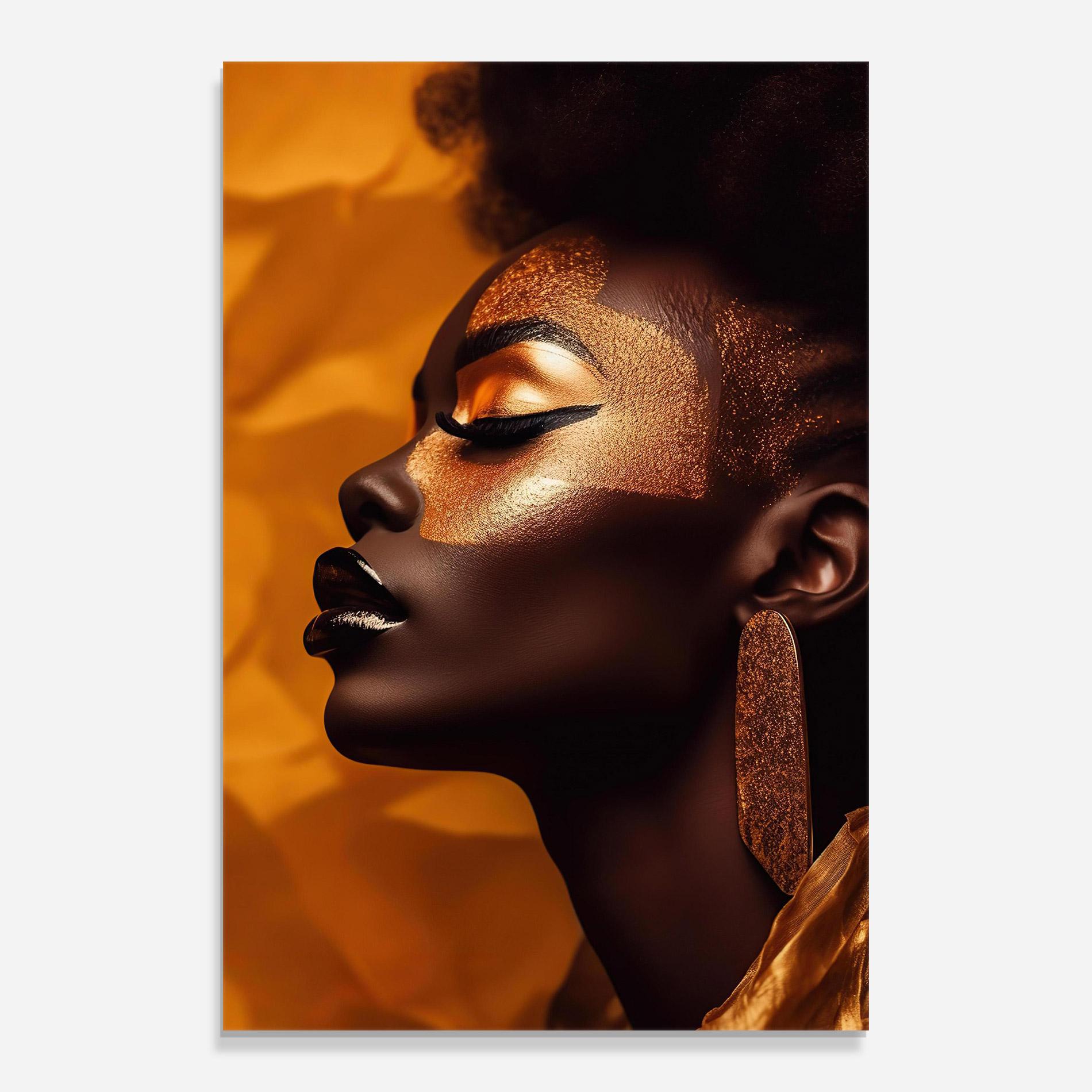 Стъклена картина Fashion Gold Portrait mockup 0