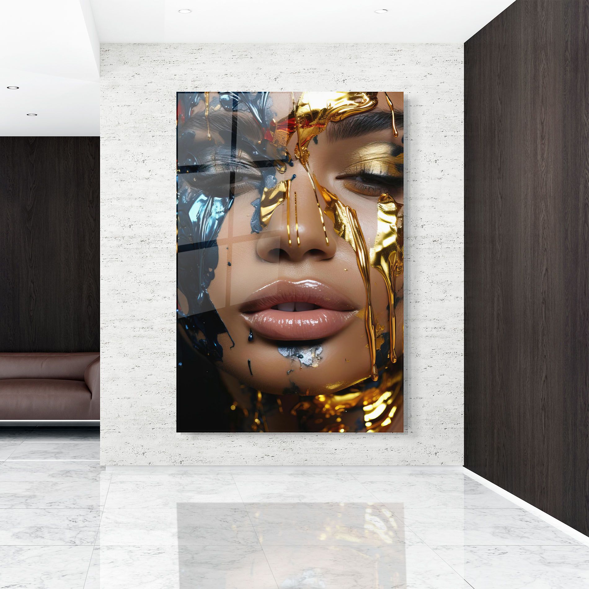 Blue Gold Paint Face mockup 9