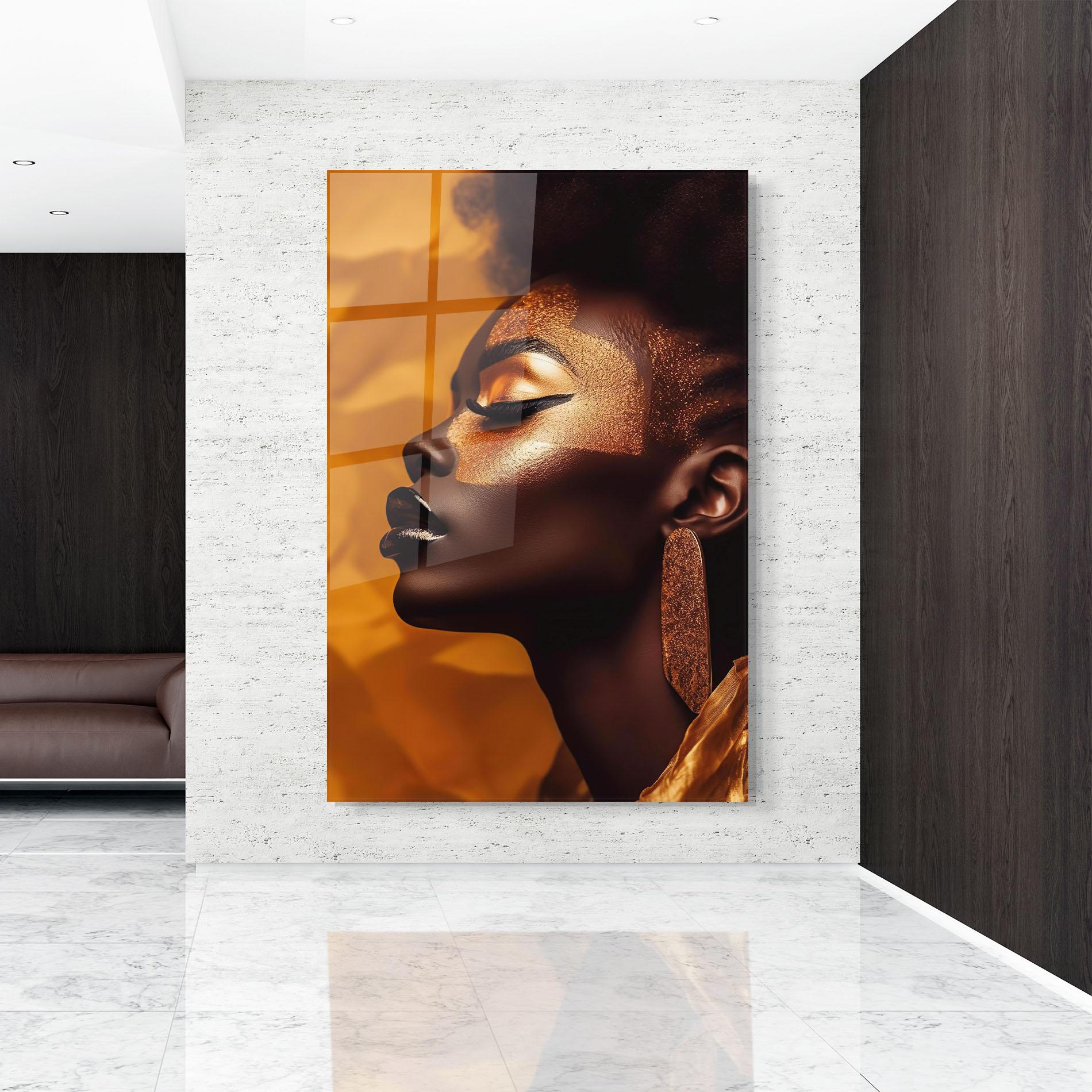 Стъклена картина Fashion Gold Portrait mockup 9