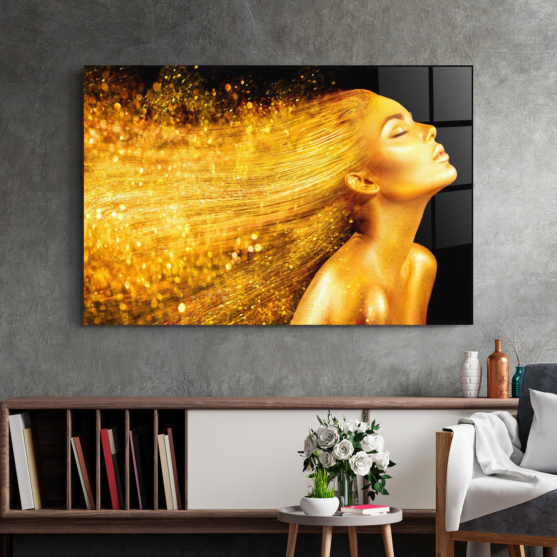Стъклена картина Golden Girl mockup 2