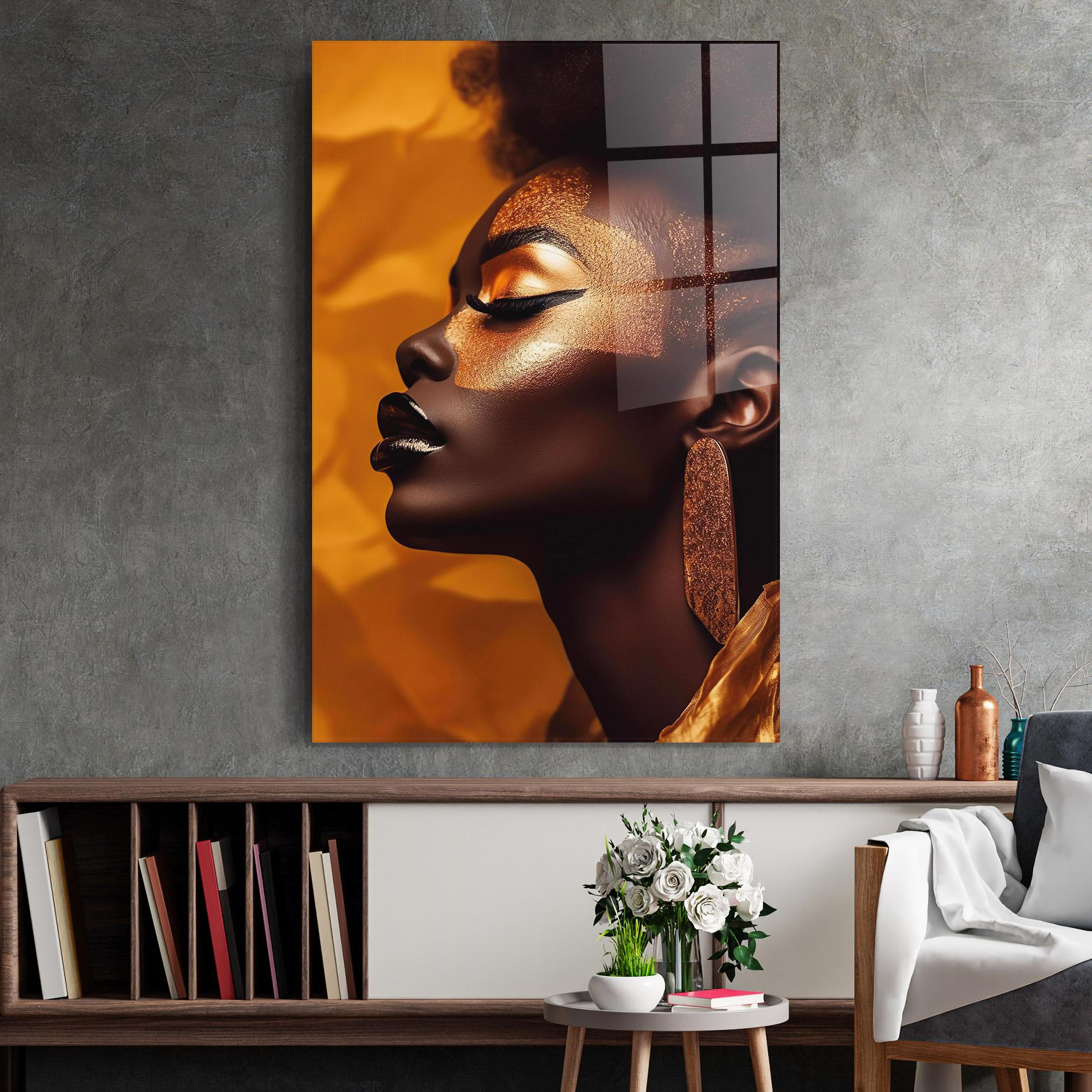 Стъклена картина Fashion Gold Portrait mockup 2