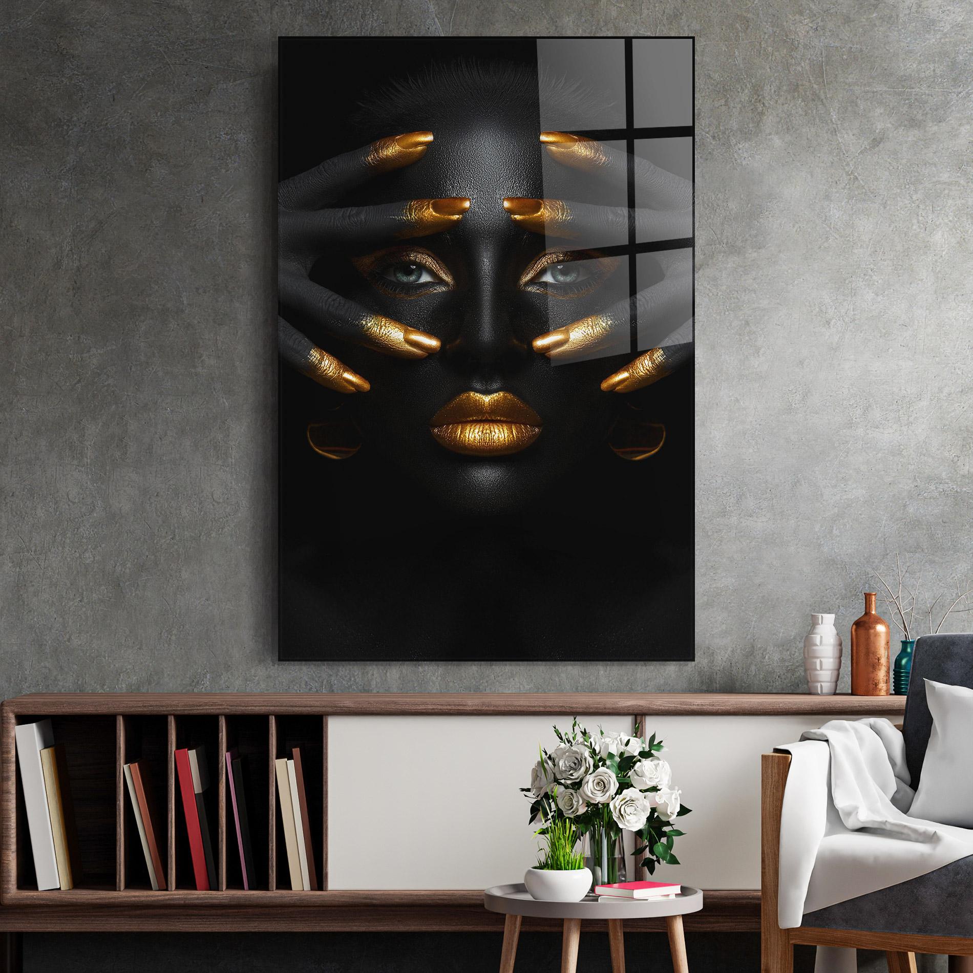 Стъклена картина Gold Fingertips Art mockup 2