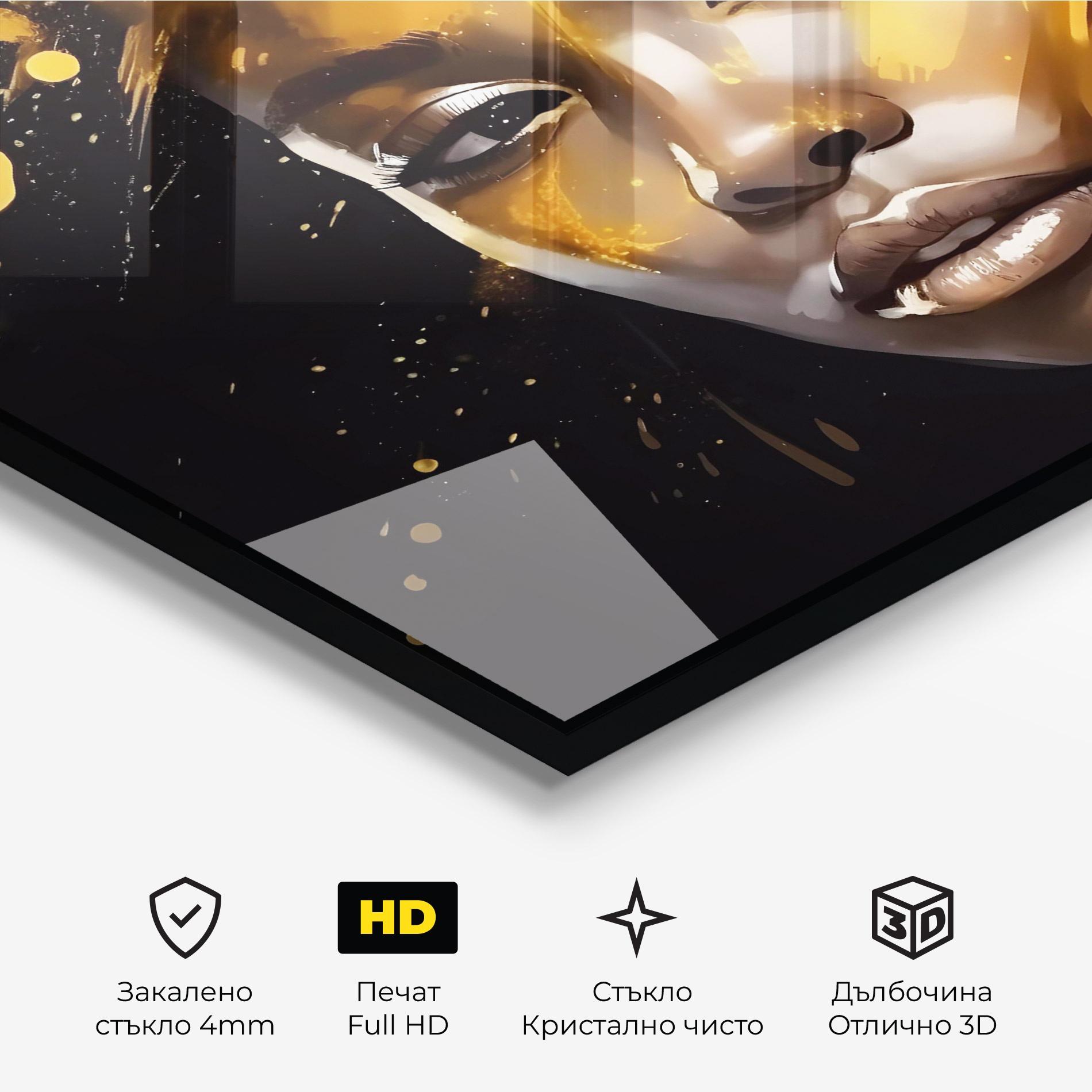 Стъклена картина African Gold Woman mockup 3