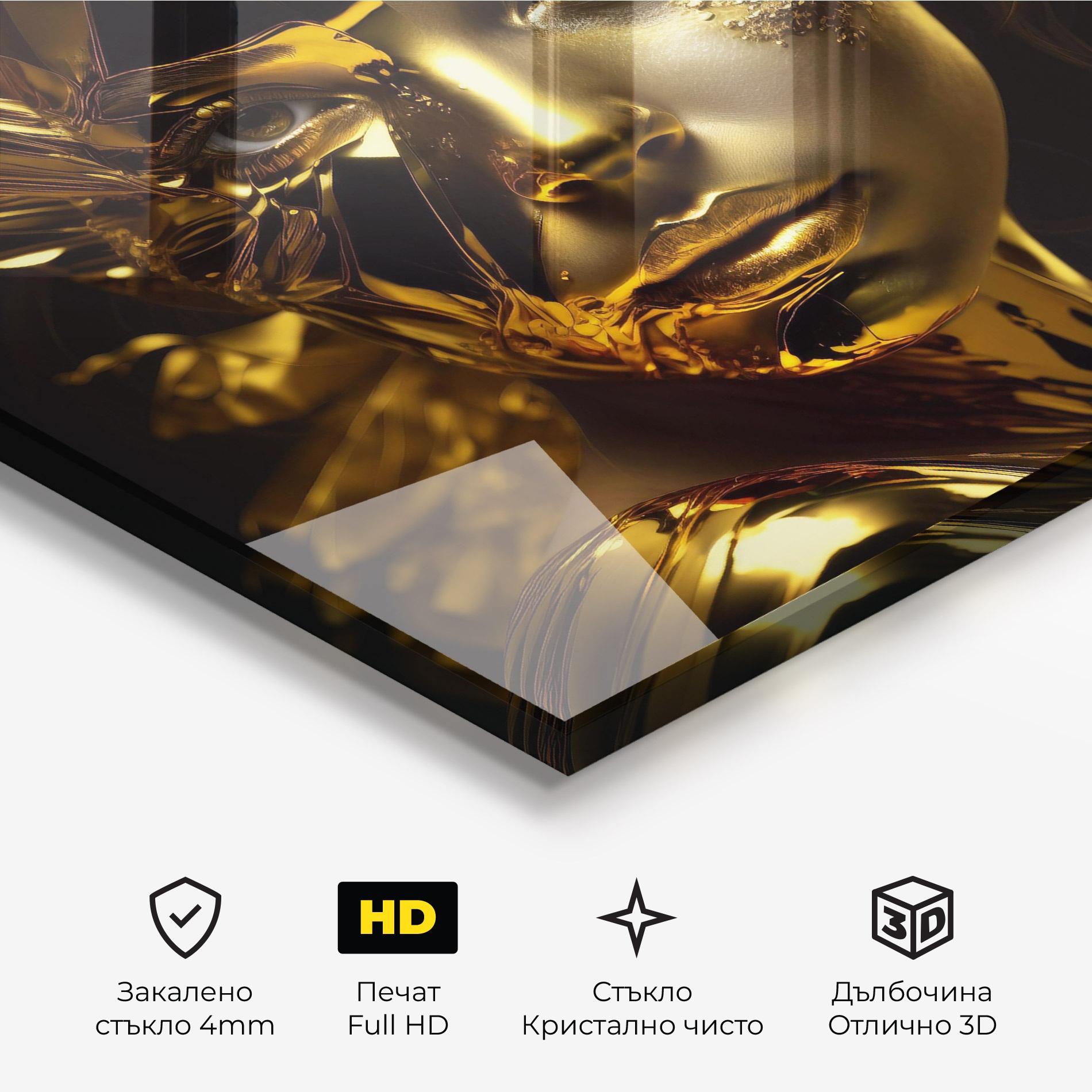 Стъклена картина Covered By Gold mockup 3