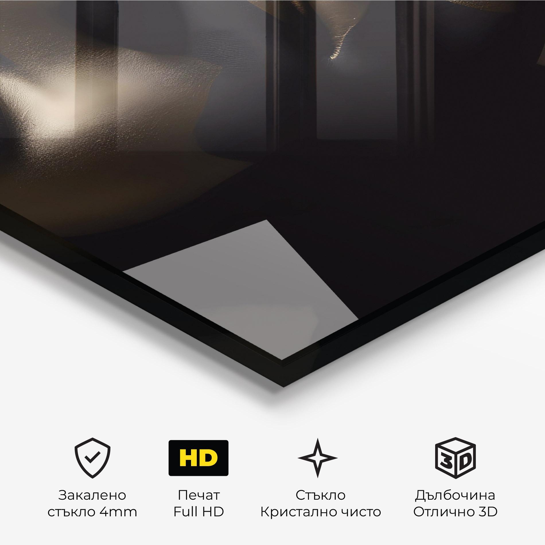 Стъклена картина Dark Gold Face mockup 3