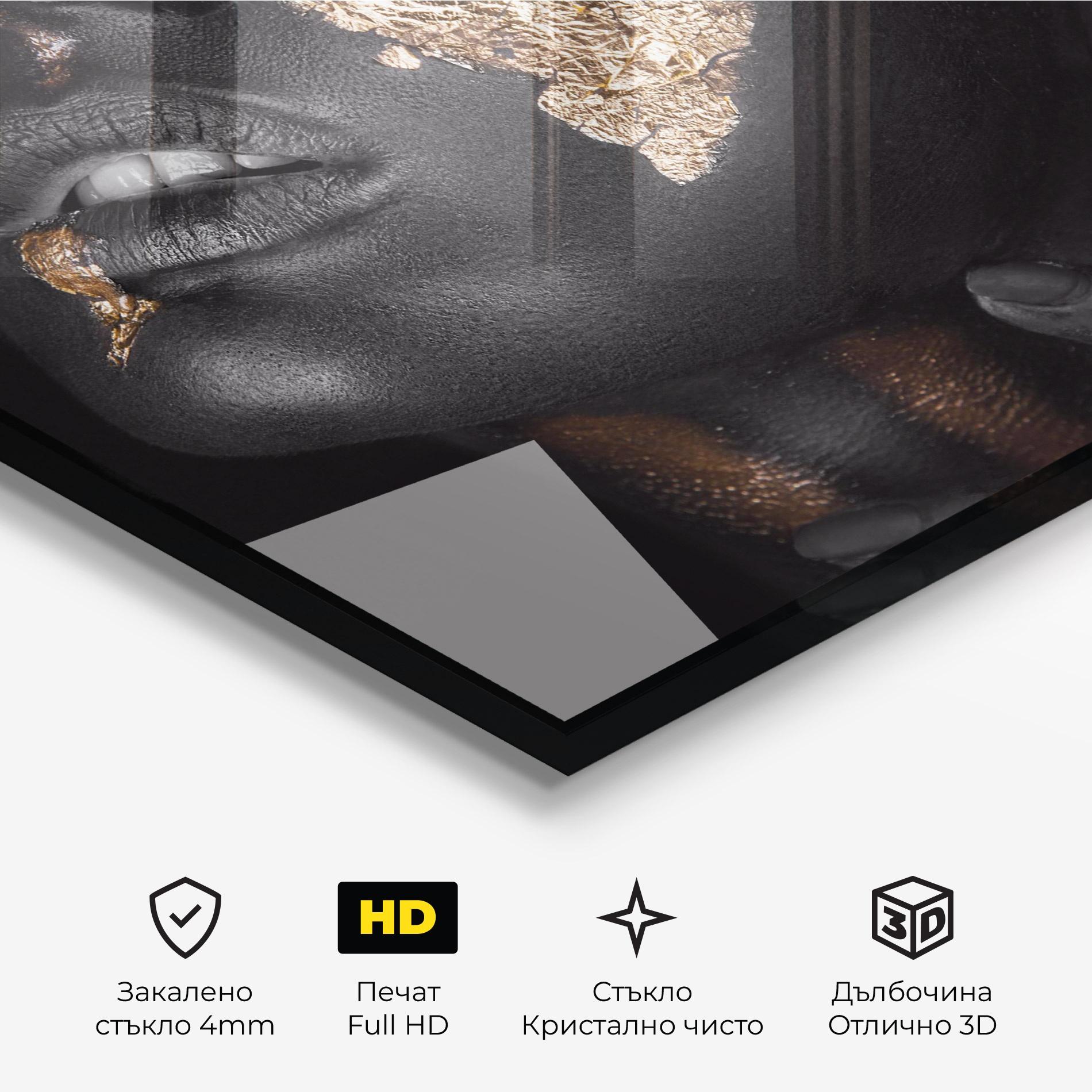 Стъклена картина Darkskinned Gold Art mockup 3