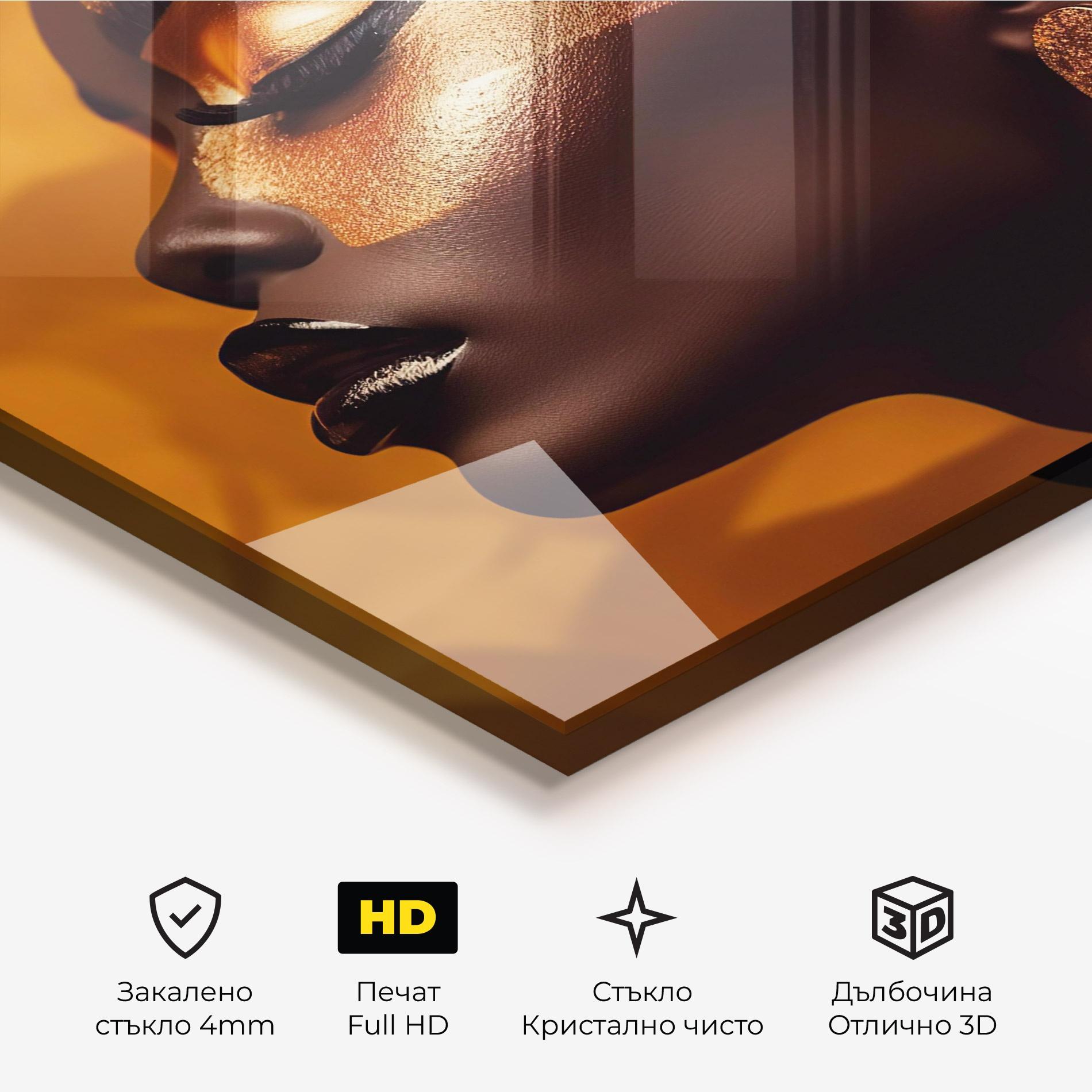Стъклена картина Fashion Gold Portrait mockup 3