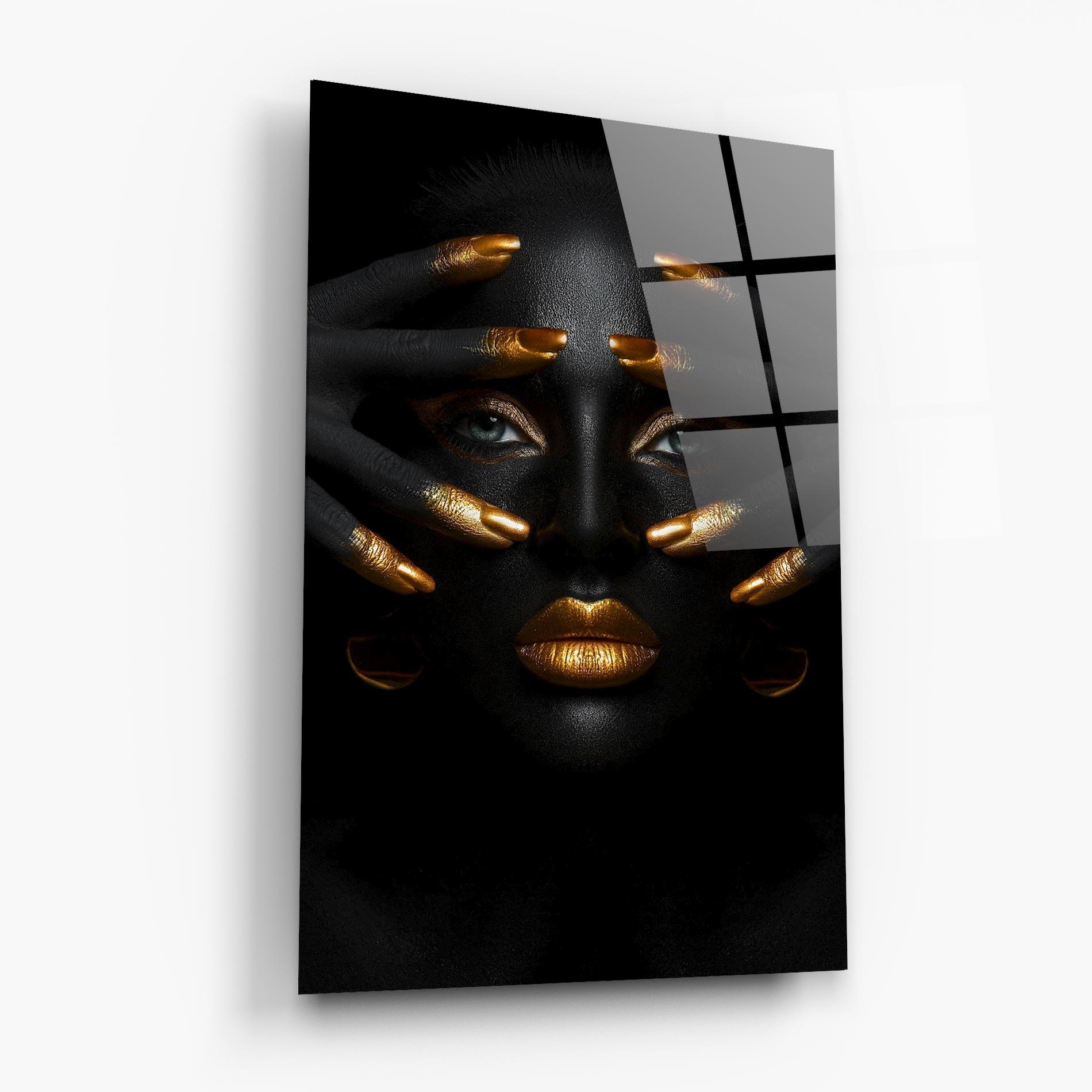 Стъклена картина Gold Fingertips Art mockup 6