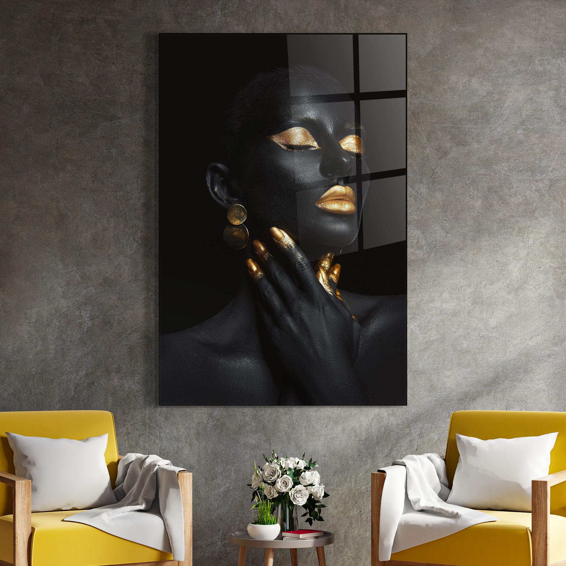 Стъклена картина Eyelids Gold Makeup mockup 4