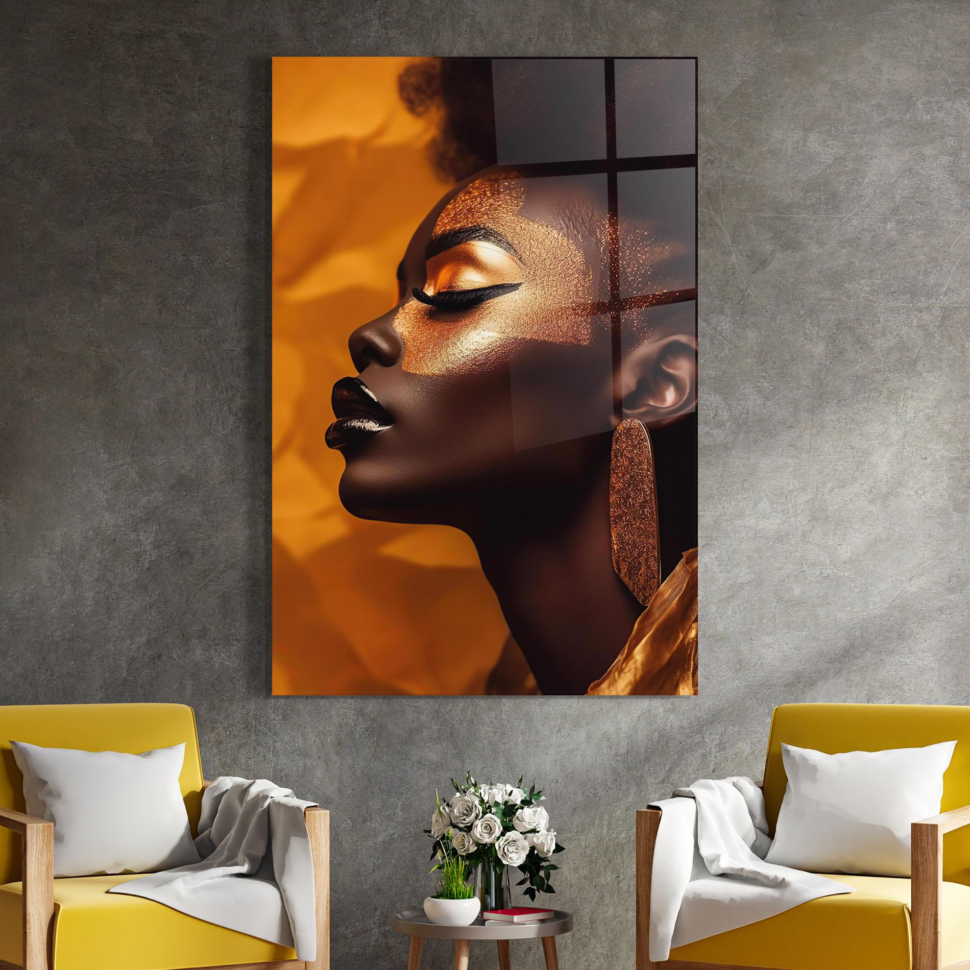 Стъклена картина Fashion Gold Portrait mockup 4