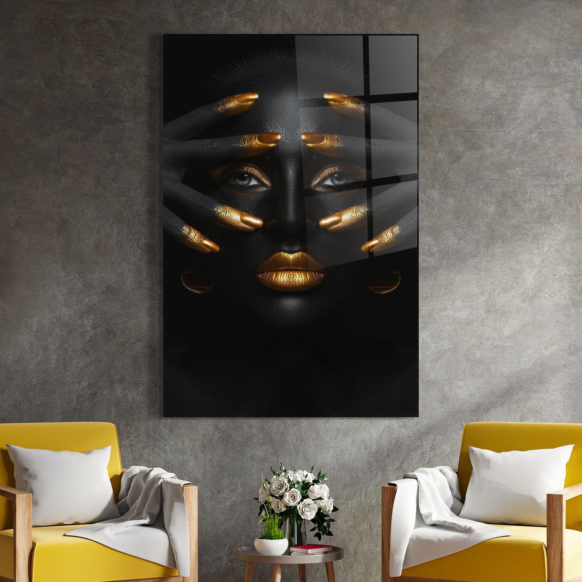 Стъклена картина Gold Fingertips Art mockup 4