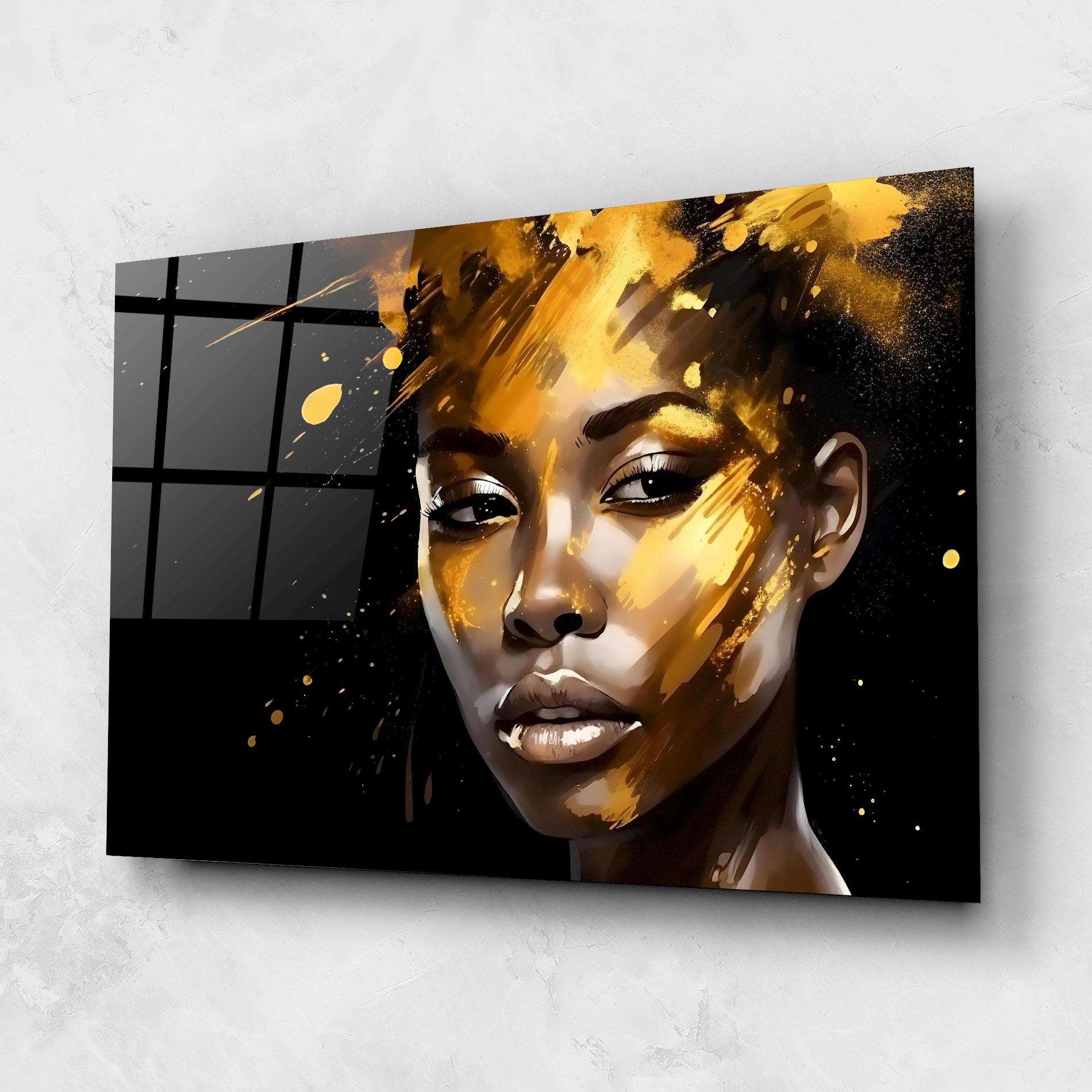 Стъклена картина African Gold Woman mockup 1