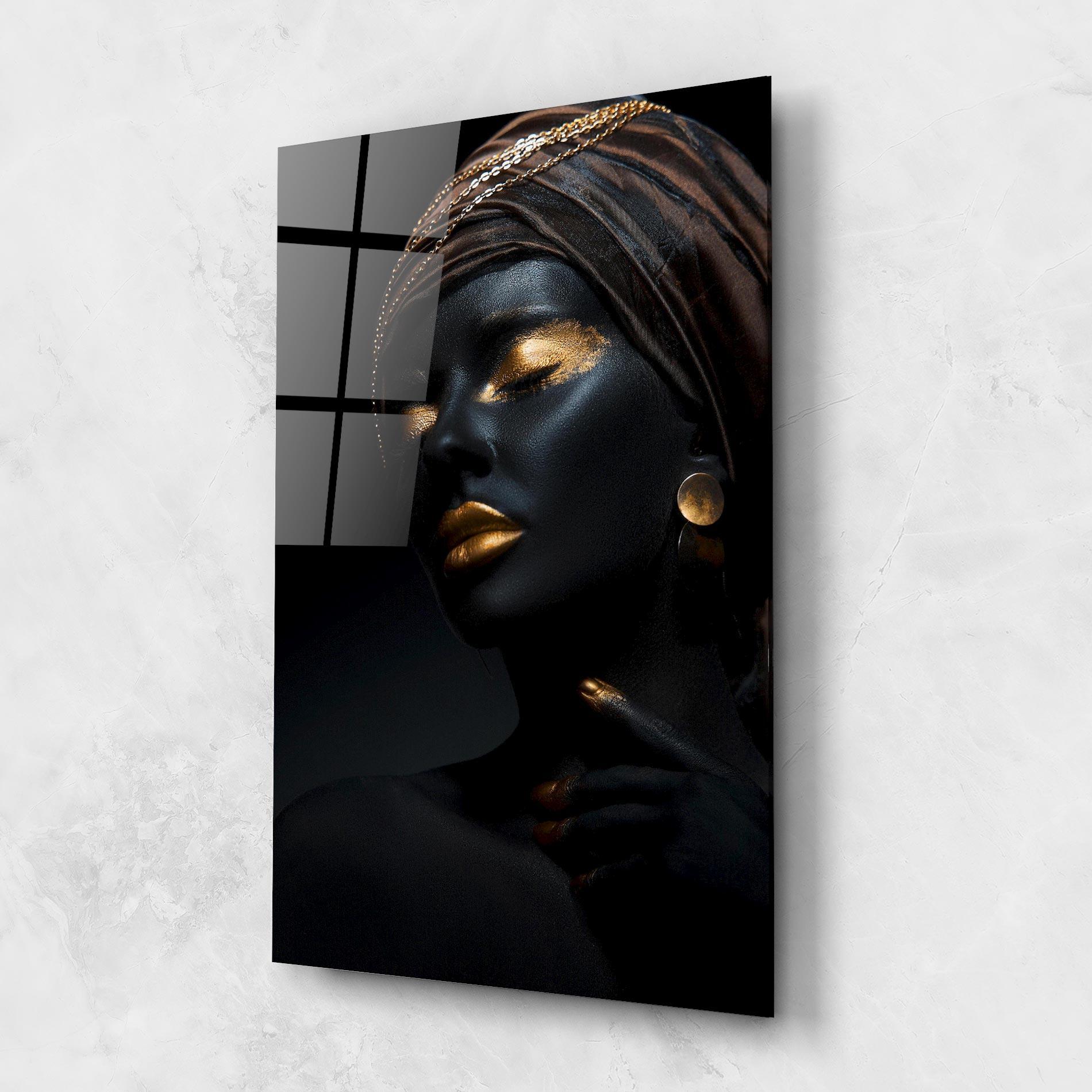 Стъклена картина Black Gold Skin mockup 1