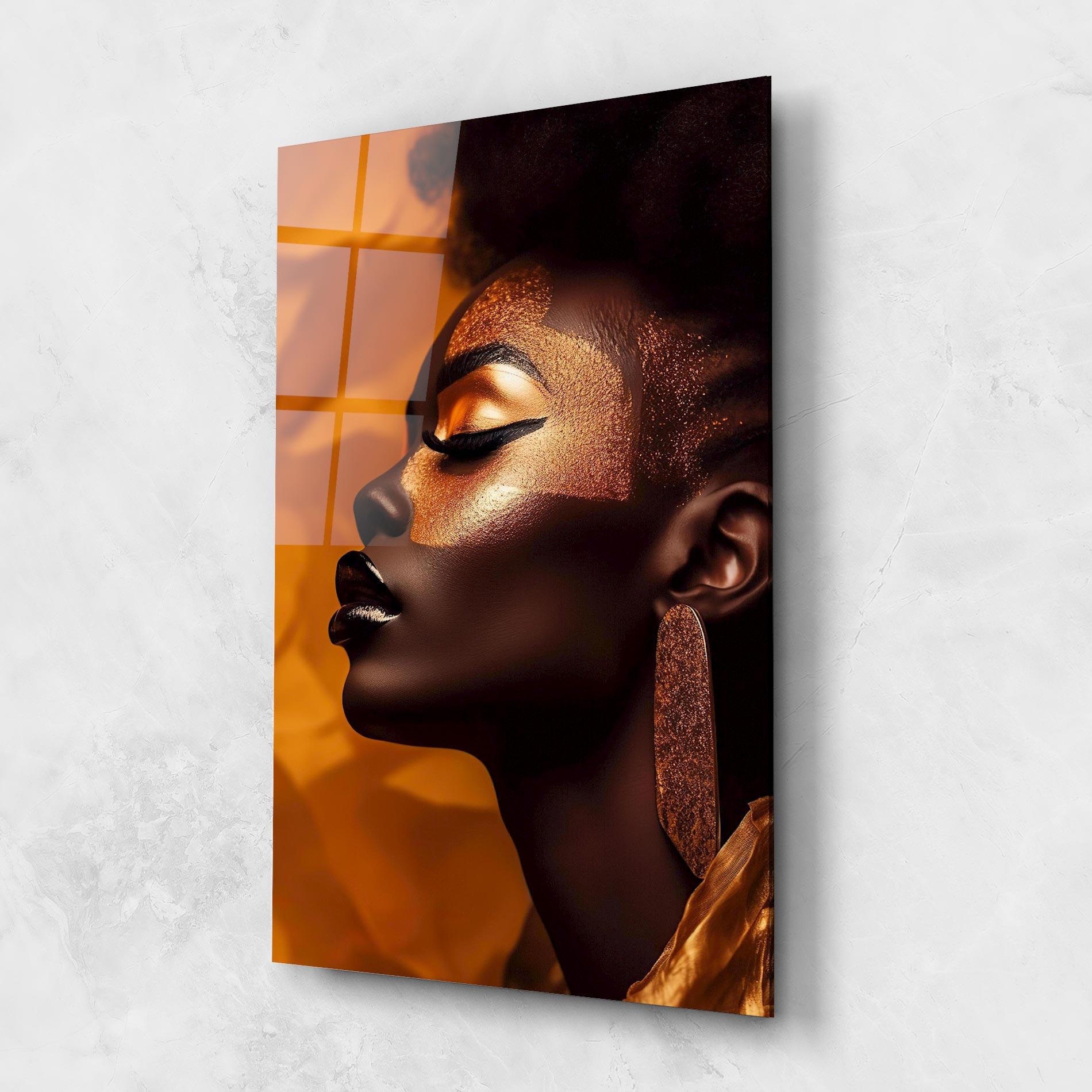 Стъклена картина Fashion Gold Portrait mockup 1