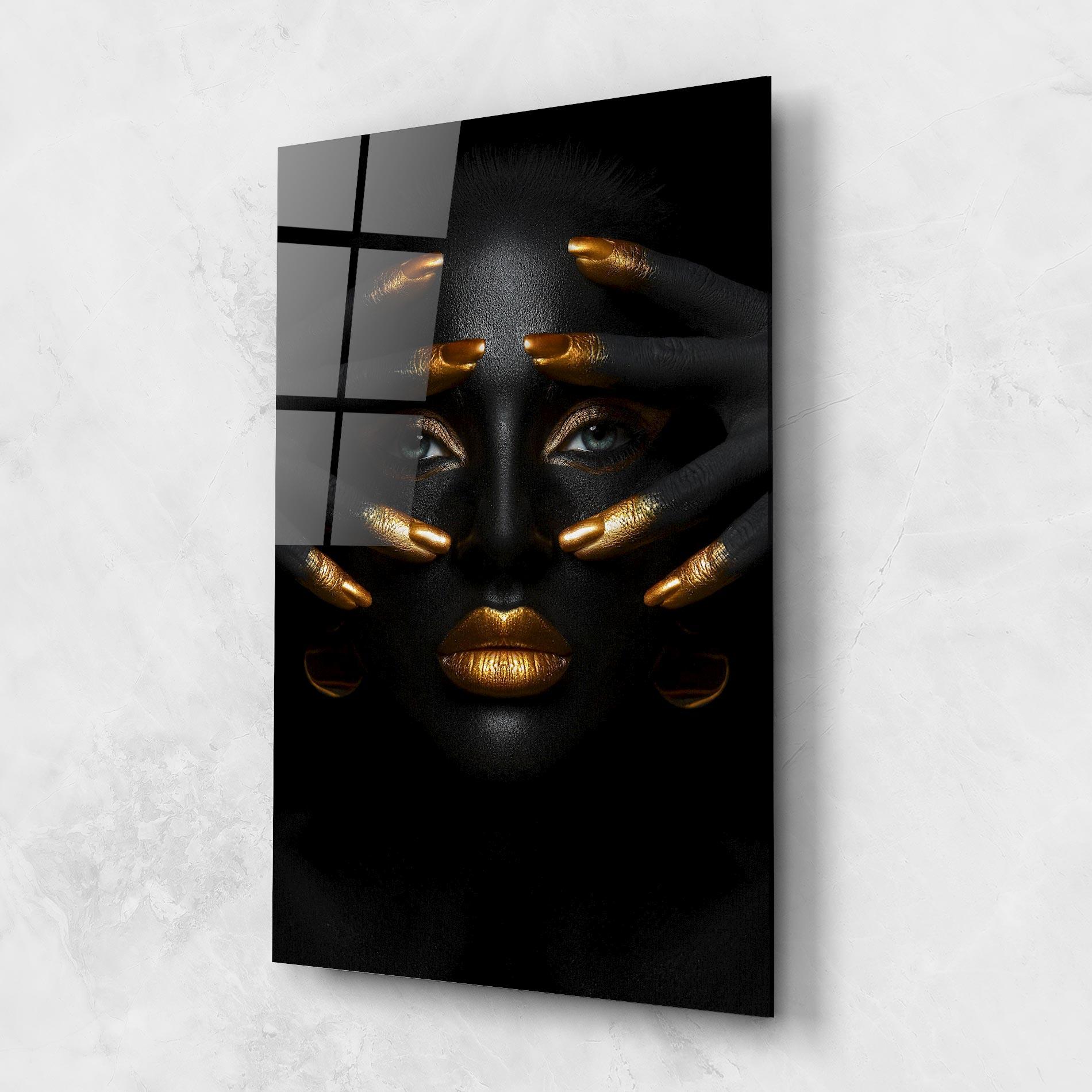 Стъклена картина Gold Fingertips Art mockup 1