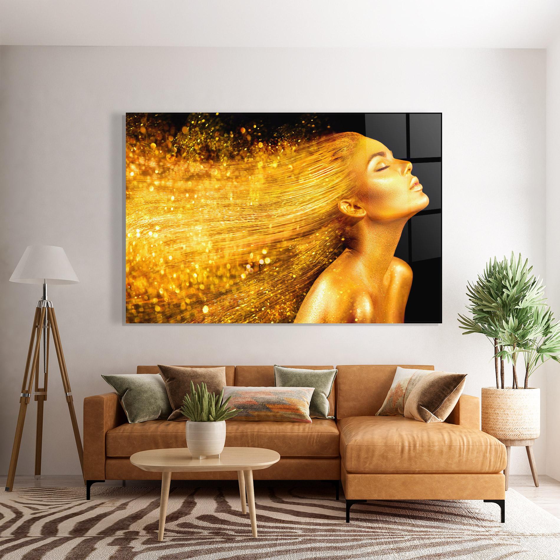 Стъклена картина Golden Girl mockup 7