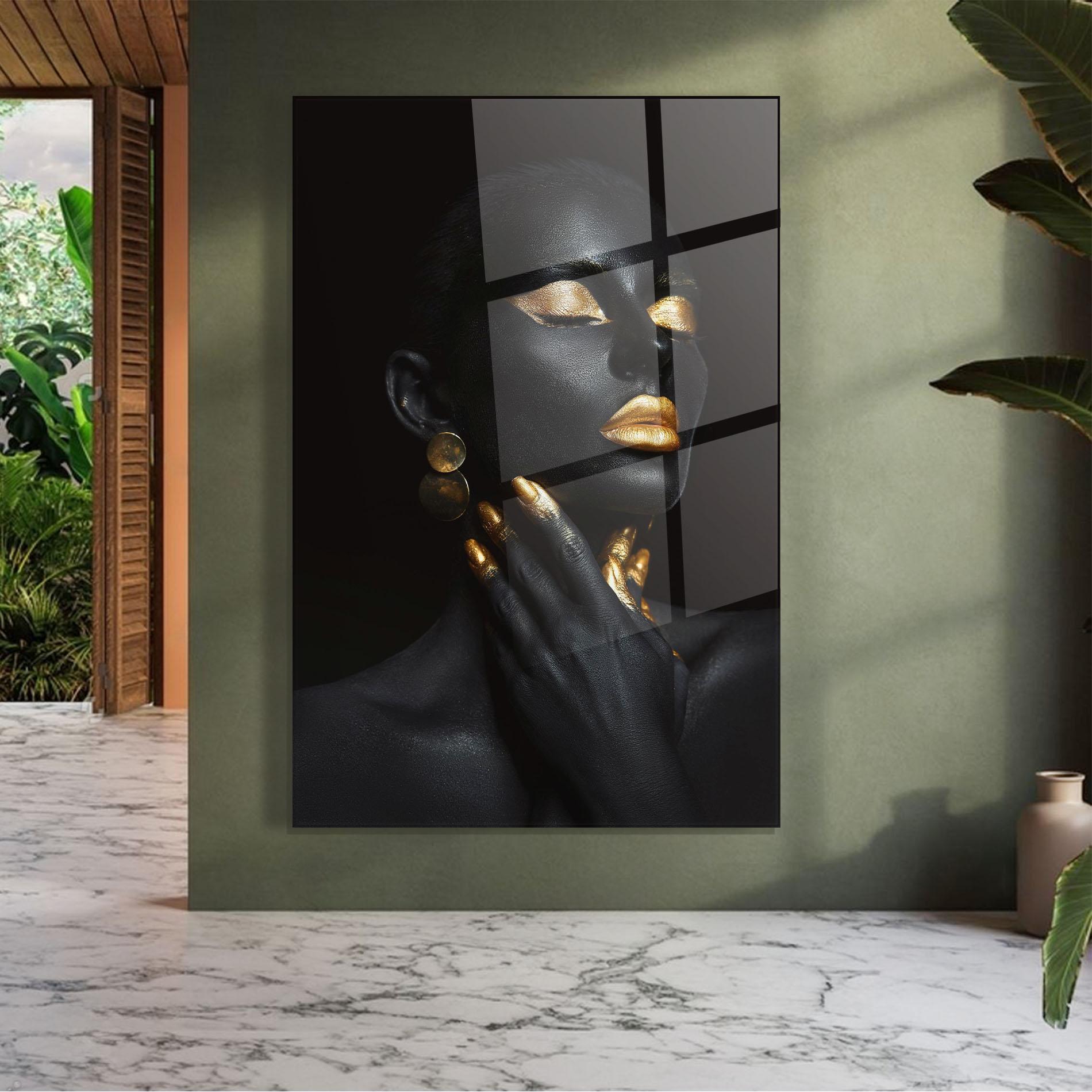 Стъклена картина Eyelids Gold Makeup mockup 7