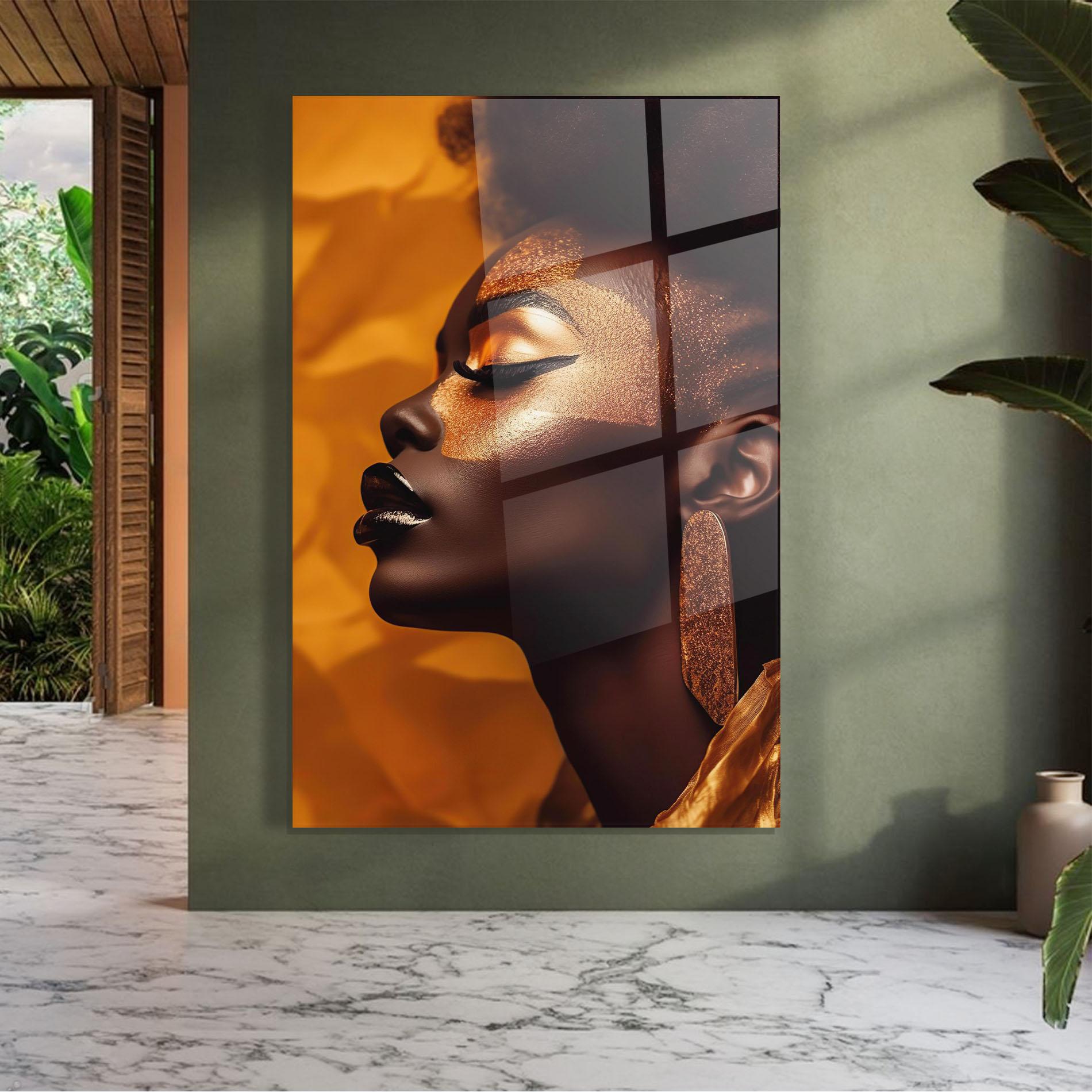 Стъклена картина Fashion Gold Portrait mockup 7
