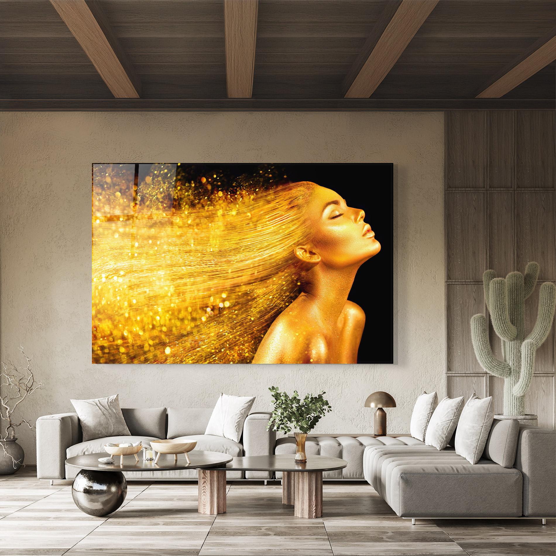 Стъклена картина Golden Girl mockup 8