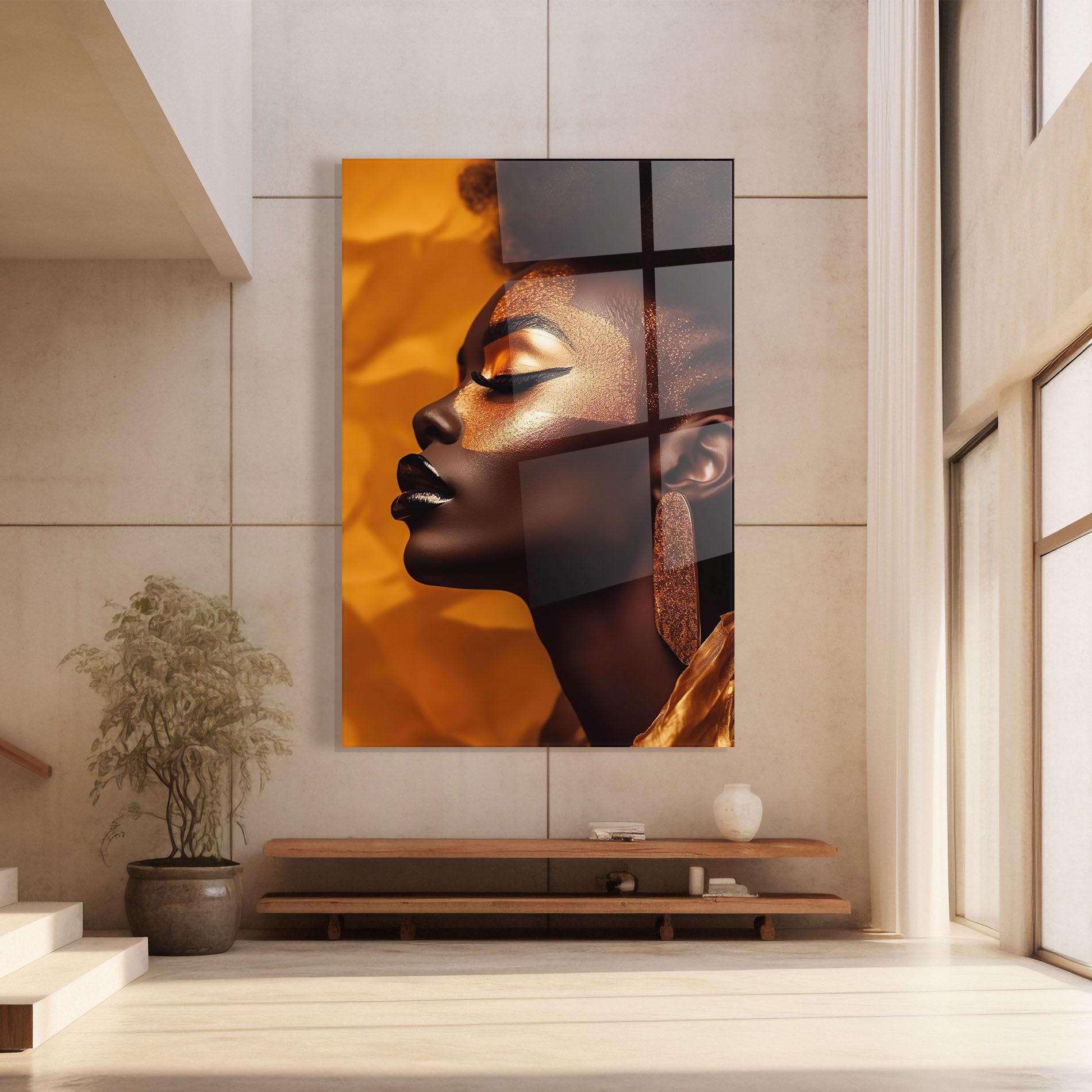 Стъклена картина Fashion Gold Portrait mockup 8