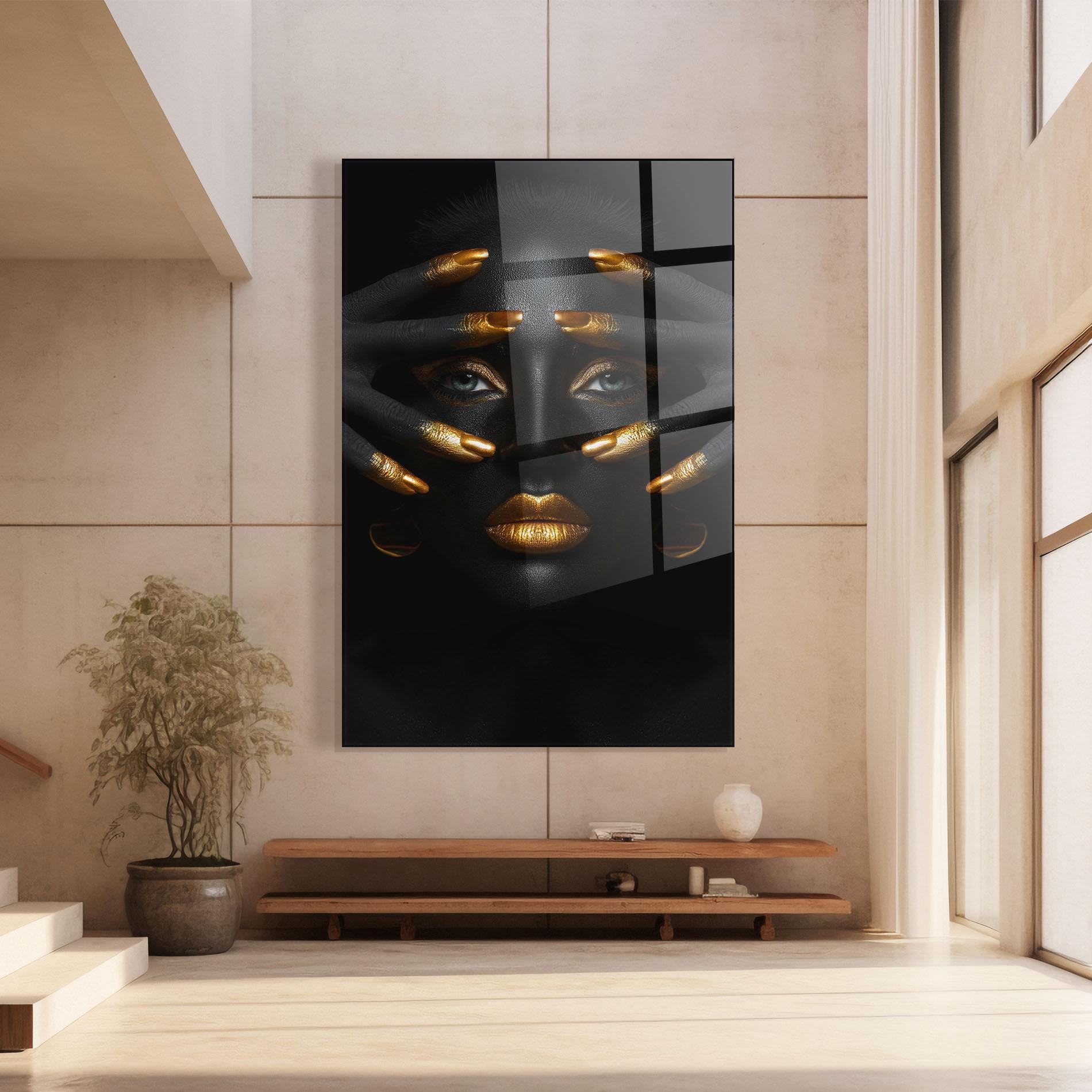 Стъклена картина Gold Fingertips Art mockup 8