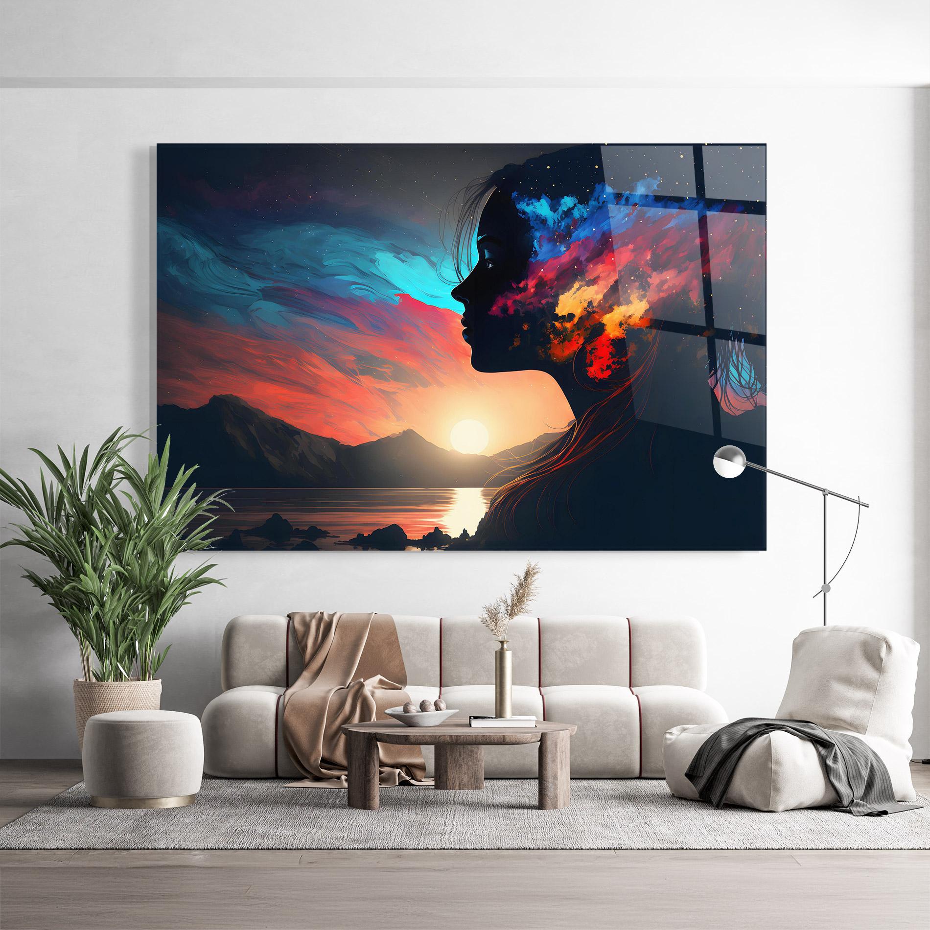 Стъклена картина Mystical Woman Silhouette mockup 9
