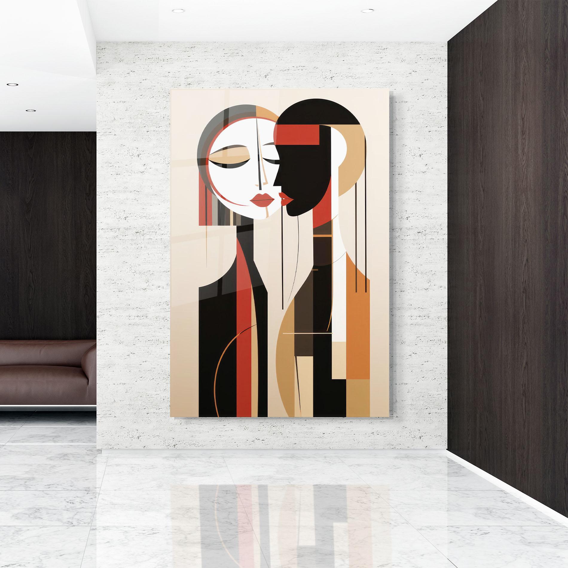 Стъклена картина Abstract Couple Kissing mockup 9