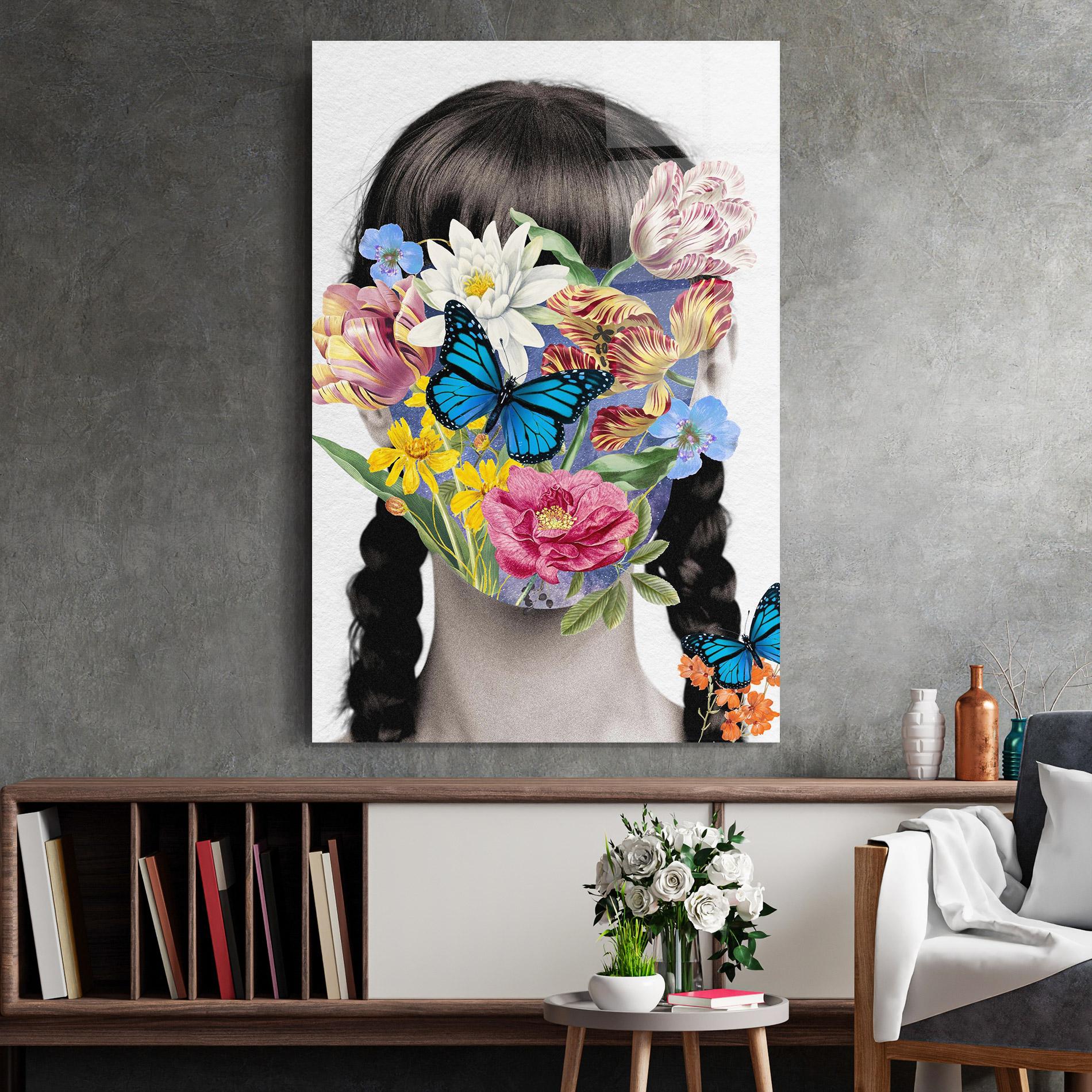 Стъклена картина Flower Face Woman mockup 2