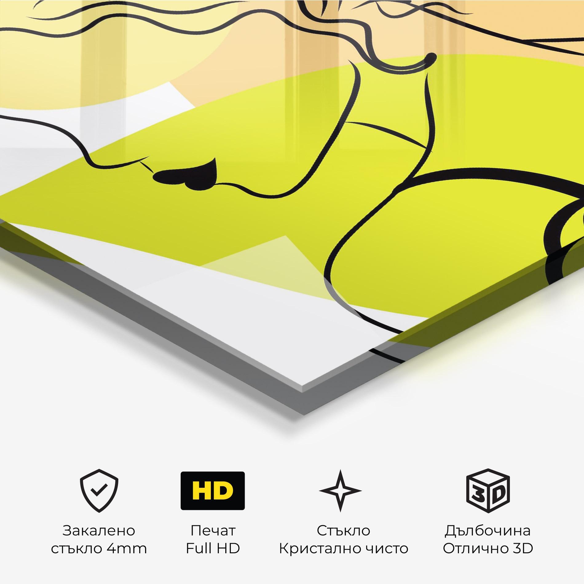 Стъклена картина Lime Woman mockup 3