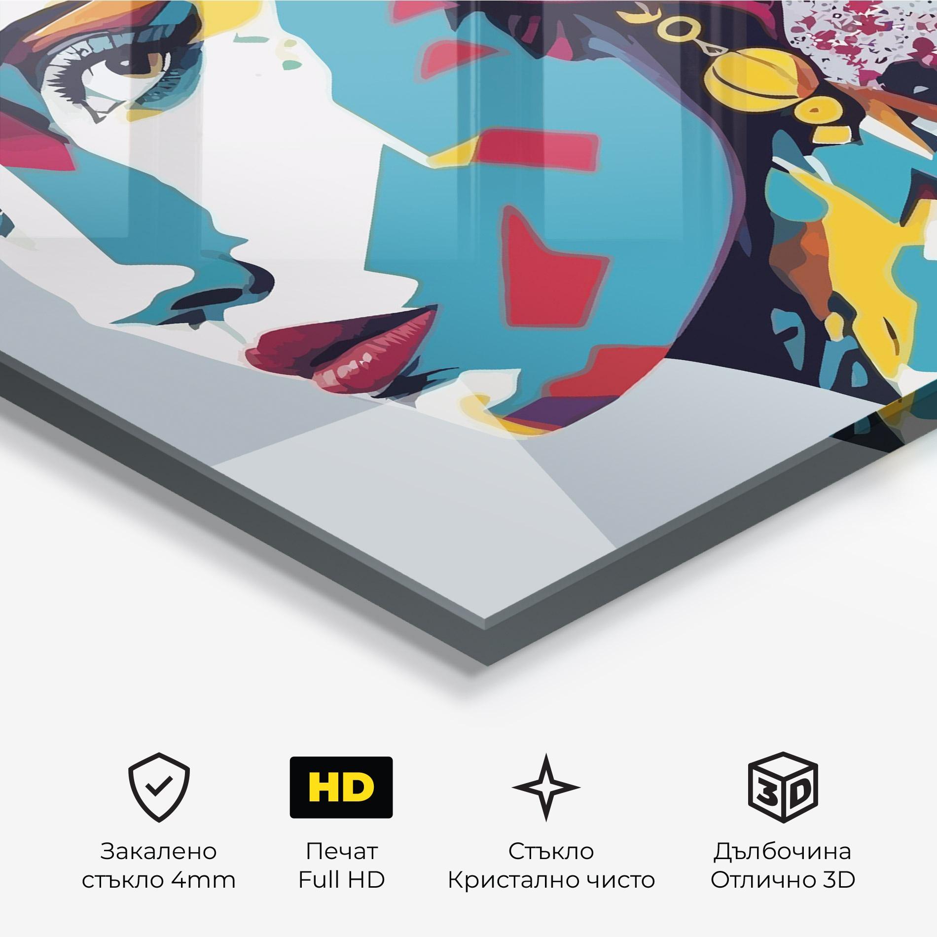 Стъклена картина Long Face Woman mockup 3