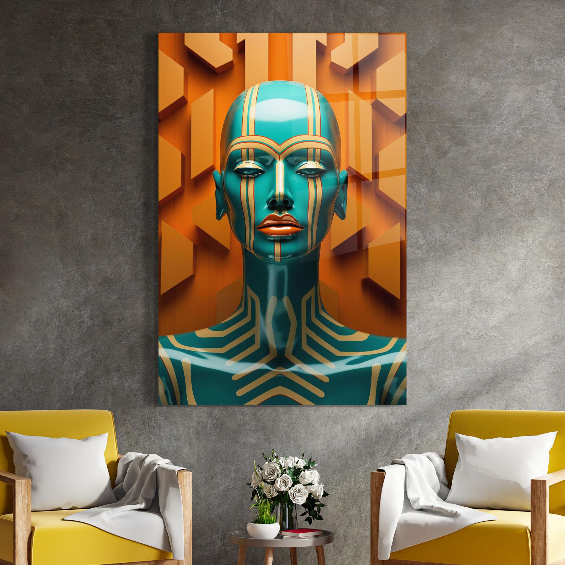 Стъклена картина Abstract Blue Woman mockup 4