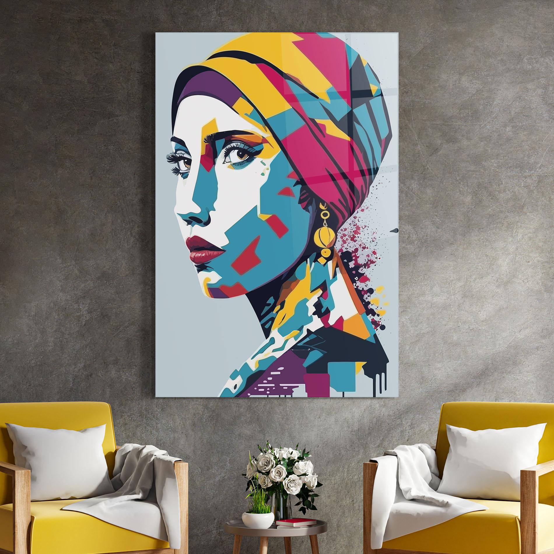 Стъклена картина Long Face Woman mockup 4