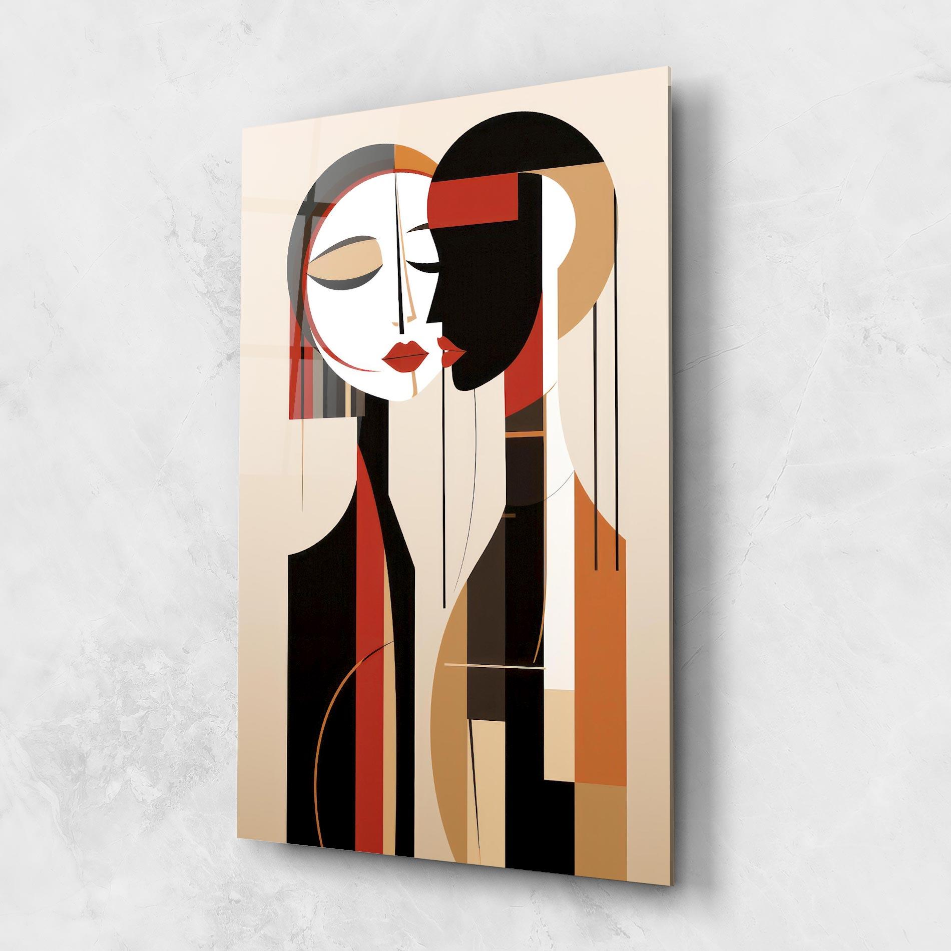 Стъклена картина Abstract Couple Kissing mockup 1