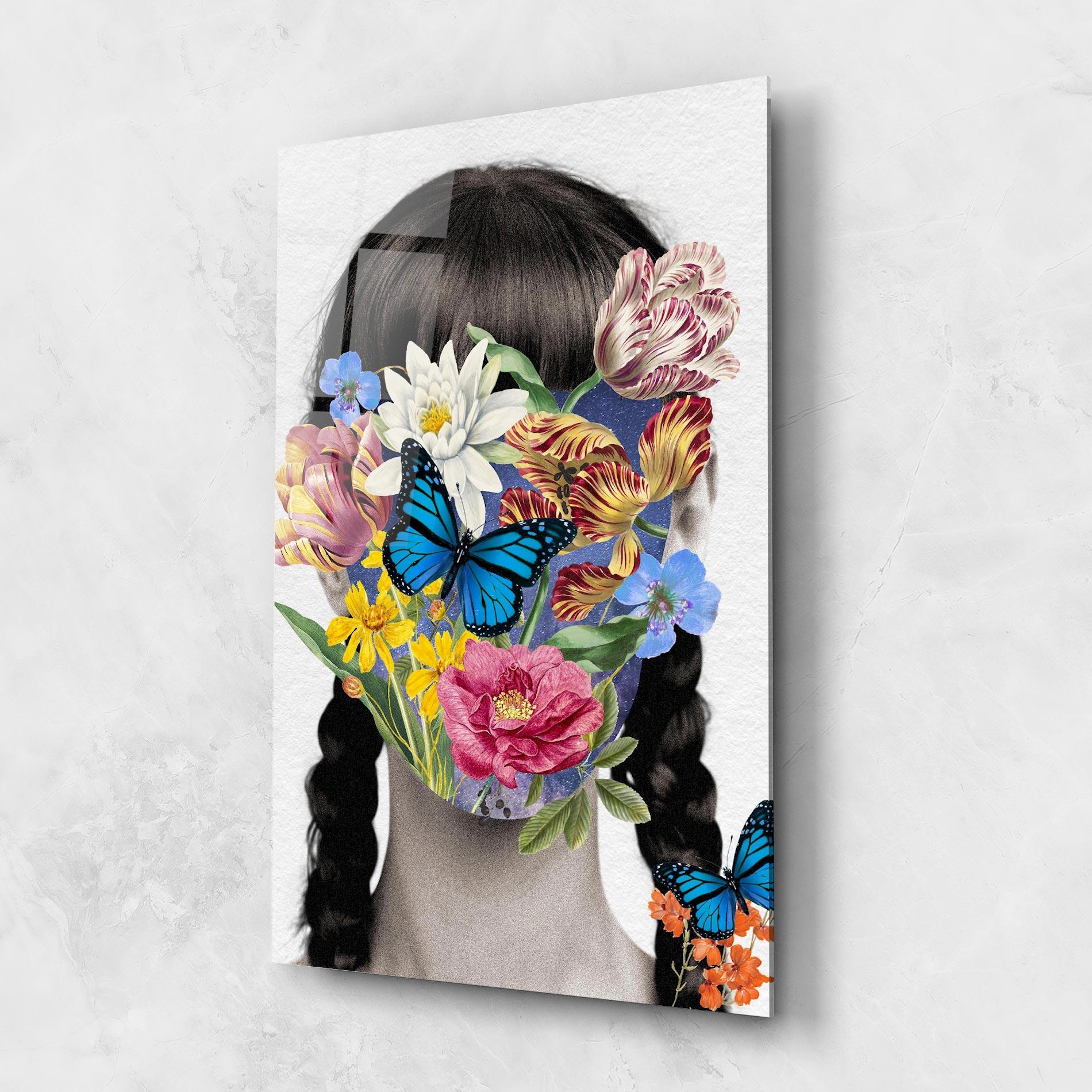 Стъклена картина Flower Face Woman mockup 1