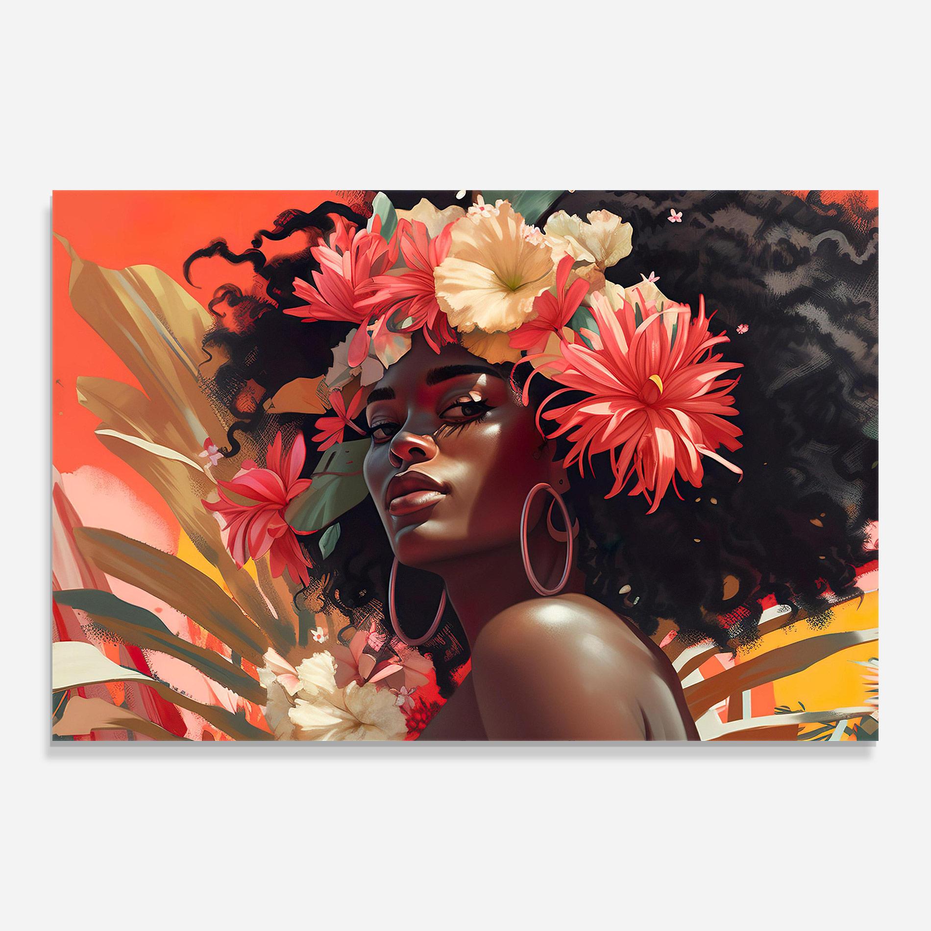 Стъклена картина African Flower Woman mockup 0