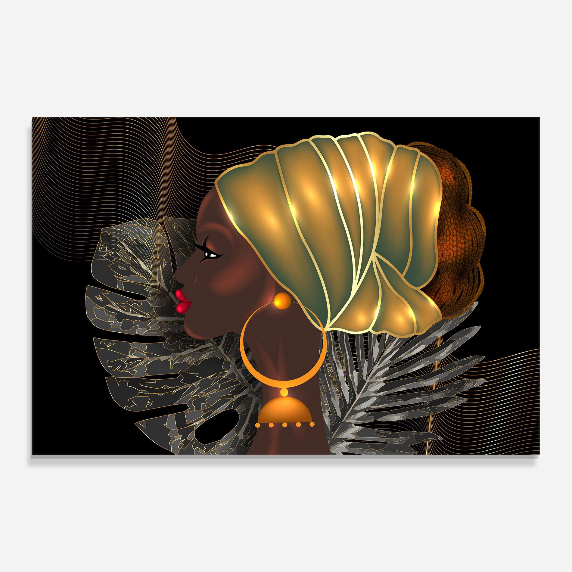 Стъклена картина African Gold Leaf mockup 0